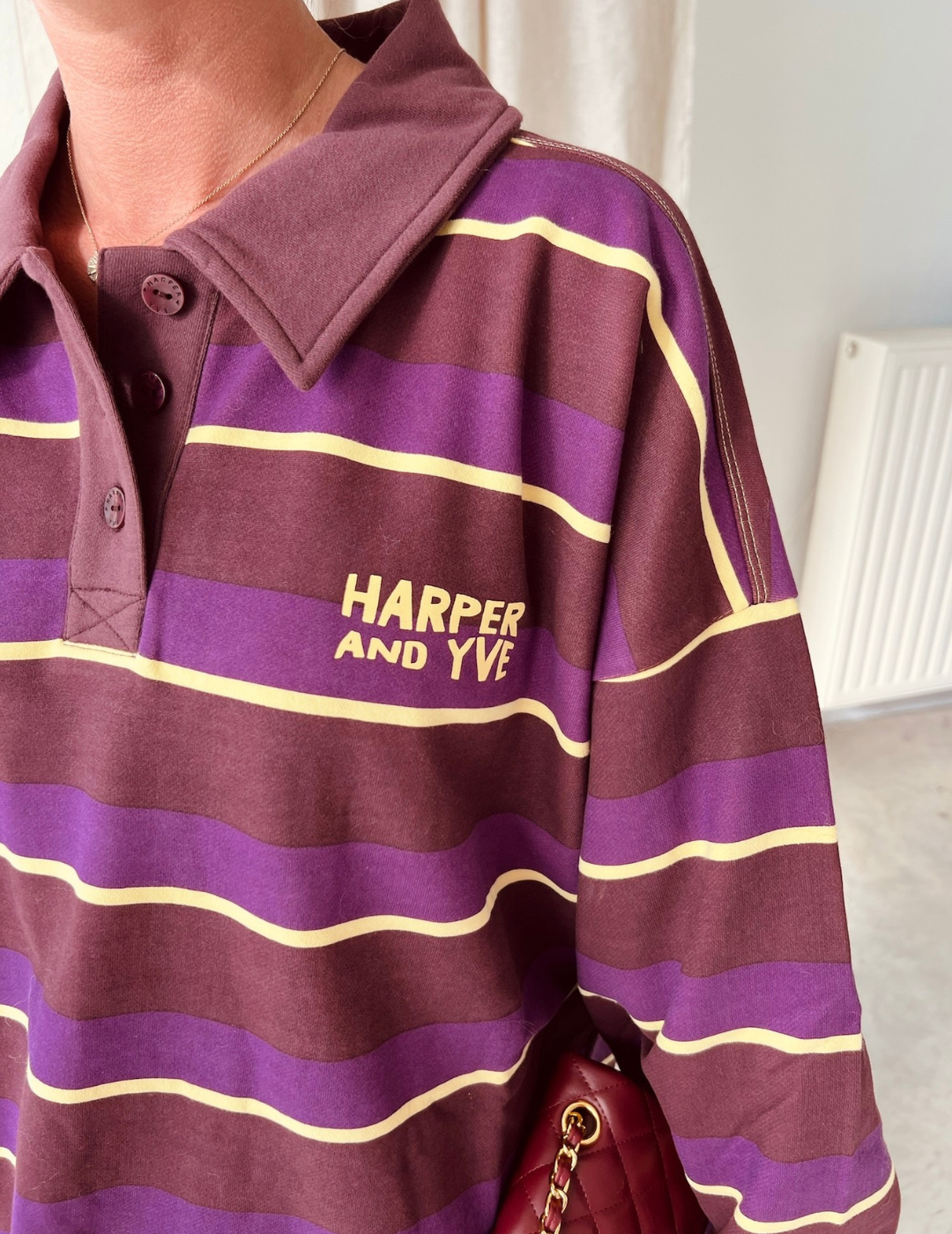 Pollie jumper multi stripe purple