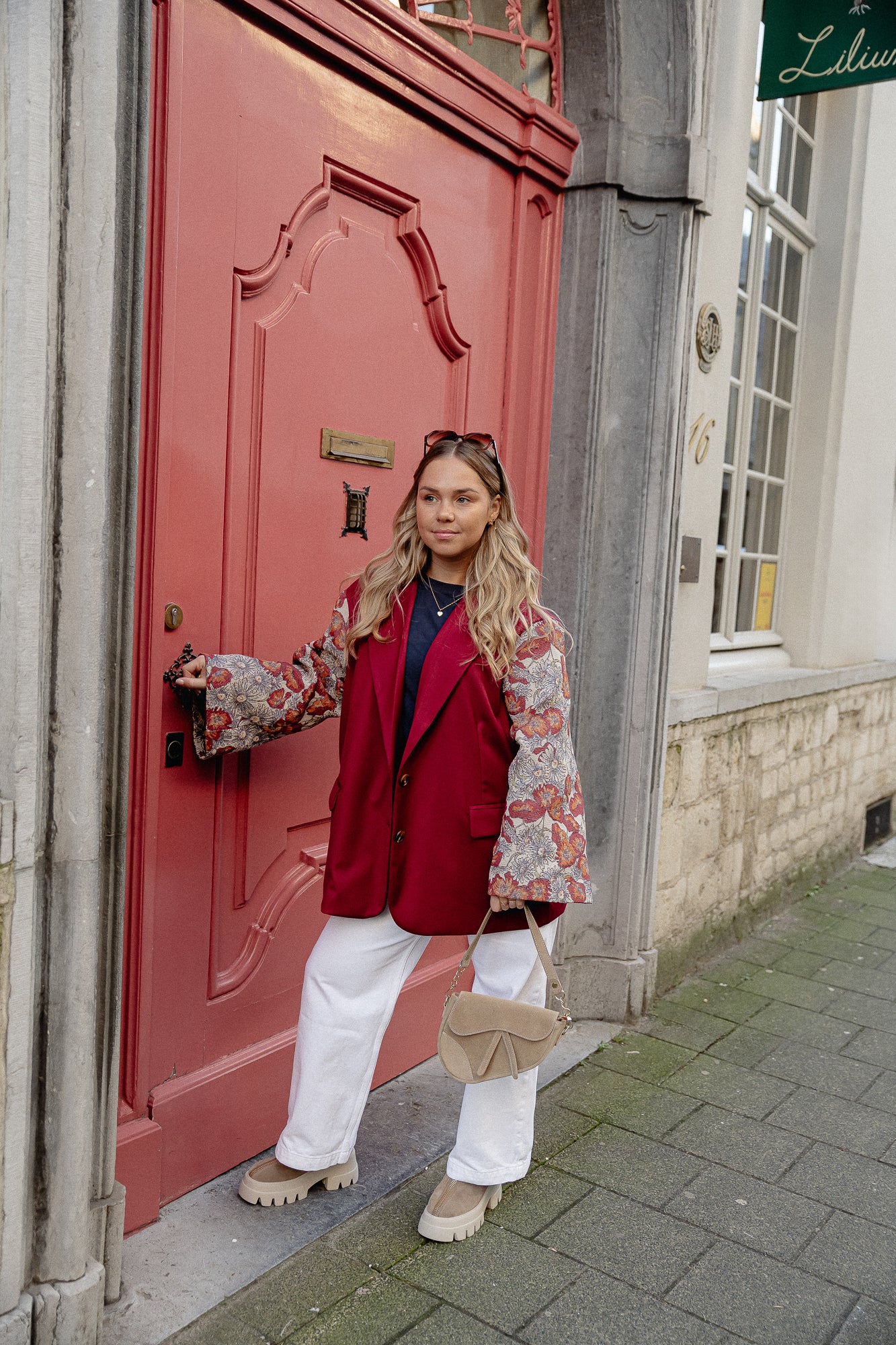 Madeline blazer burgundy/beige