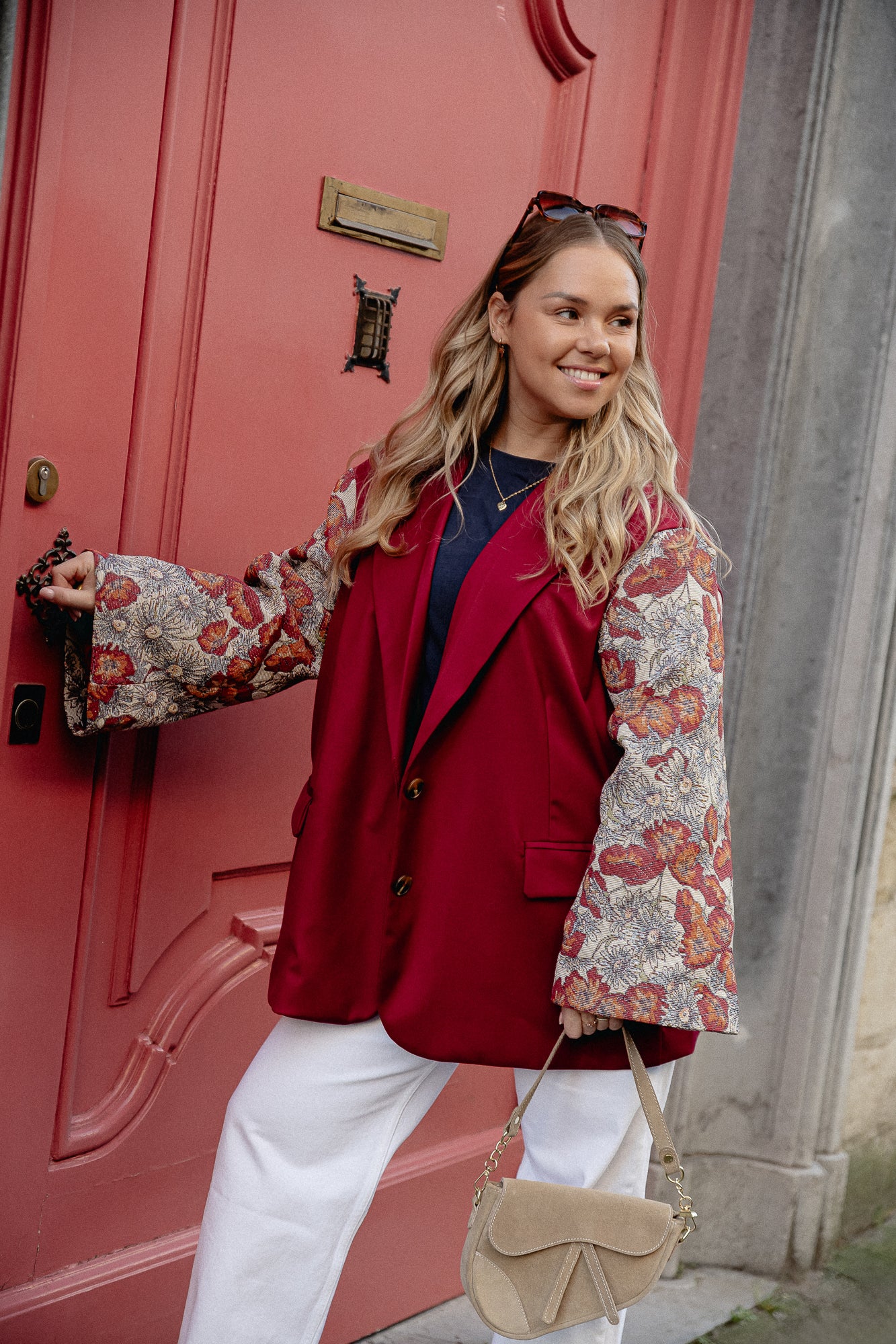 Madeline blazer burgundy/beige