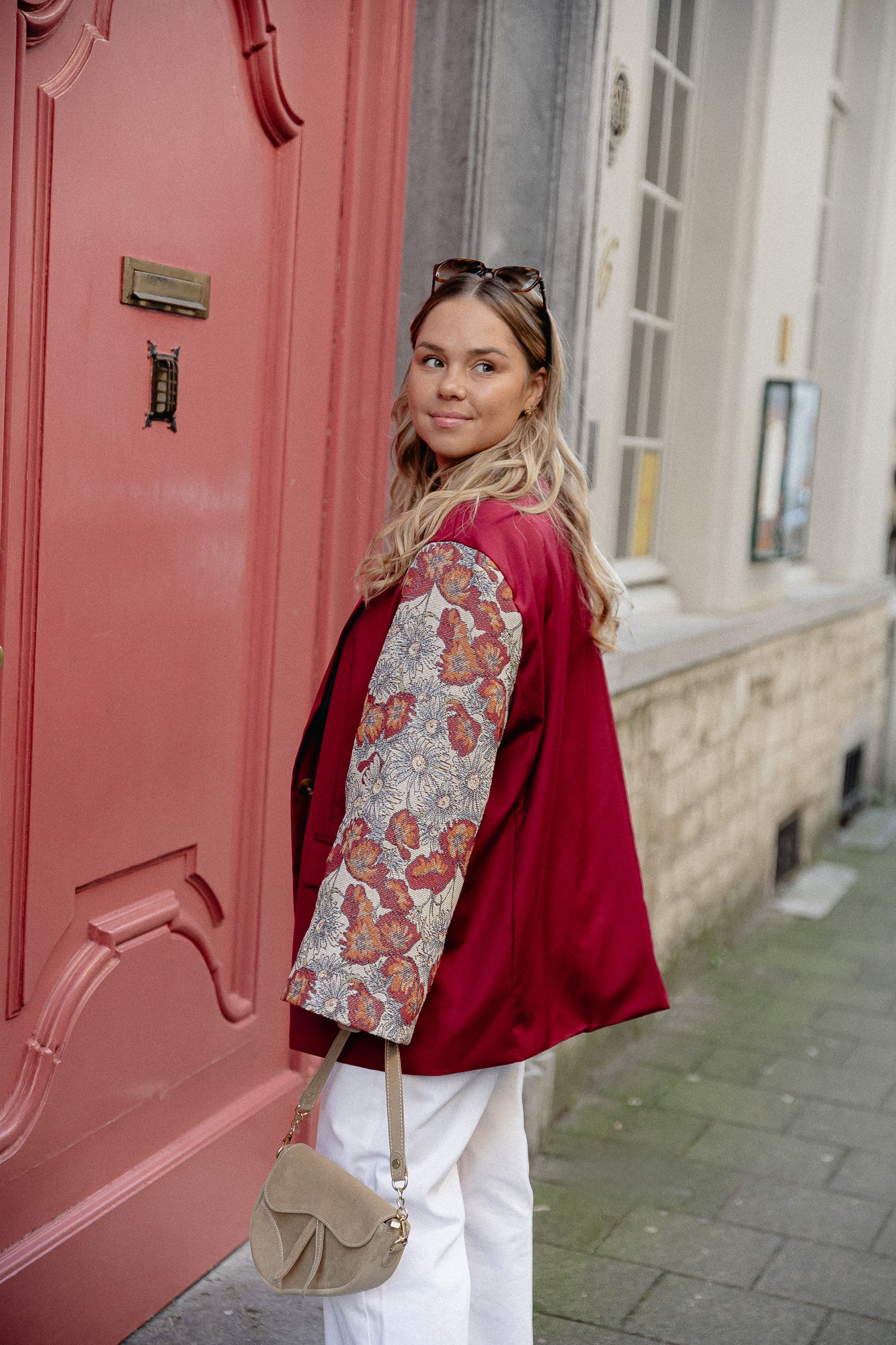 Madeline blazer burgundy/beige