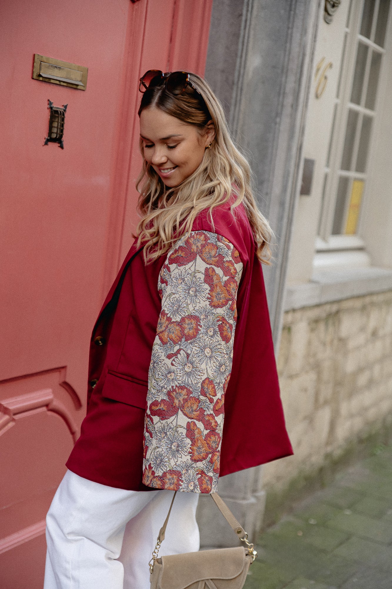 Madeline blazer burgundy/beige