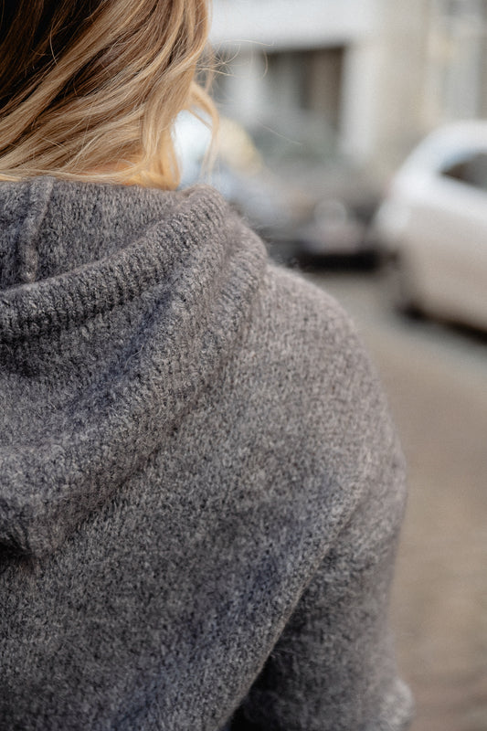 Les Jumelles Pull à capuche Lucie gris