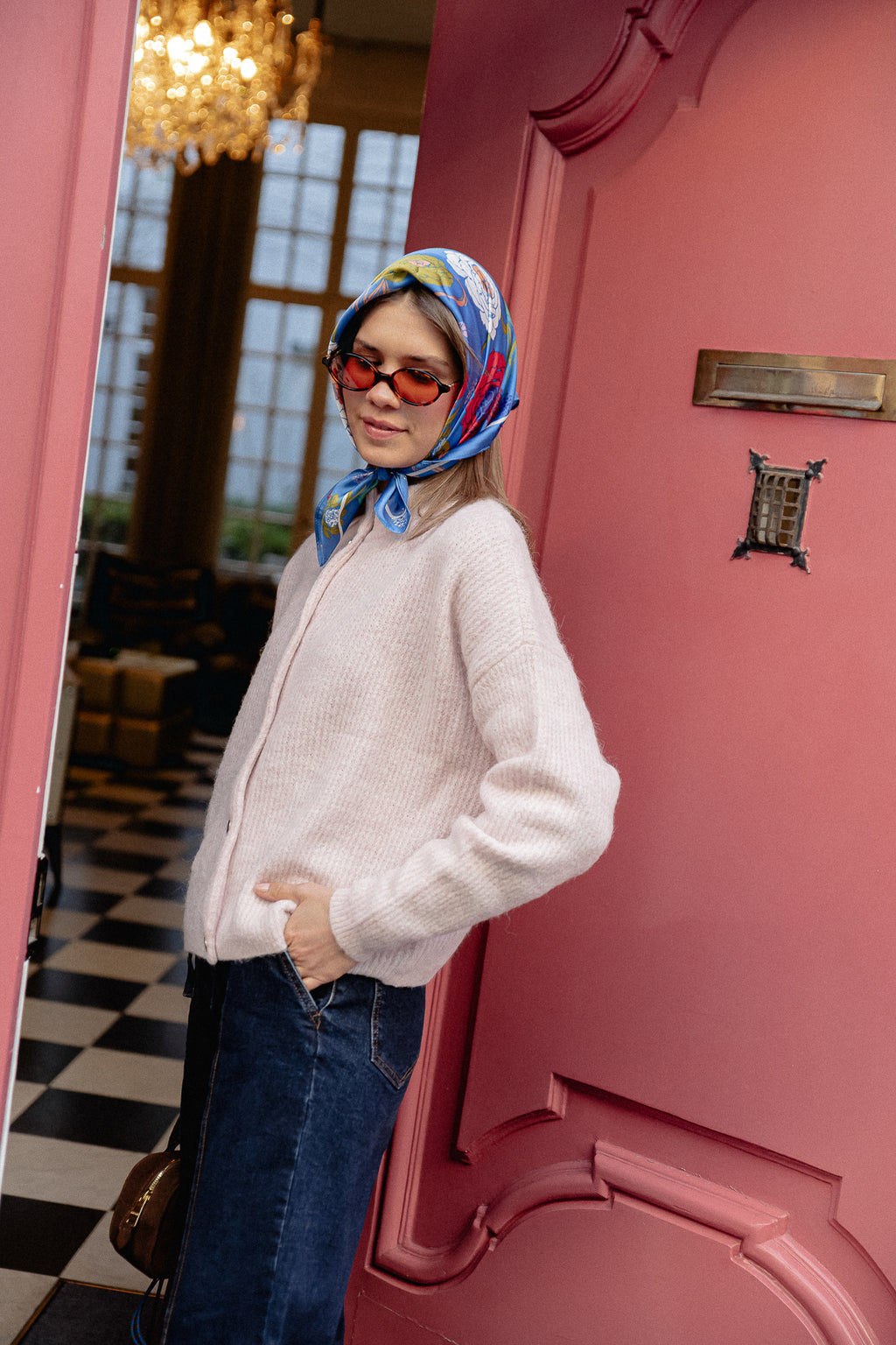 AlphaGZ korte cardigan roos/grijs melange