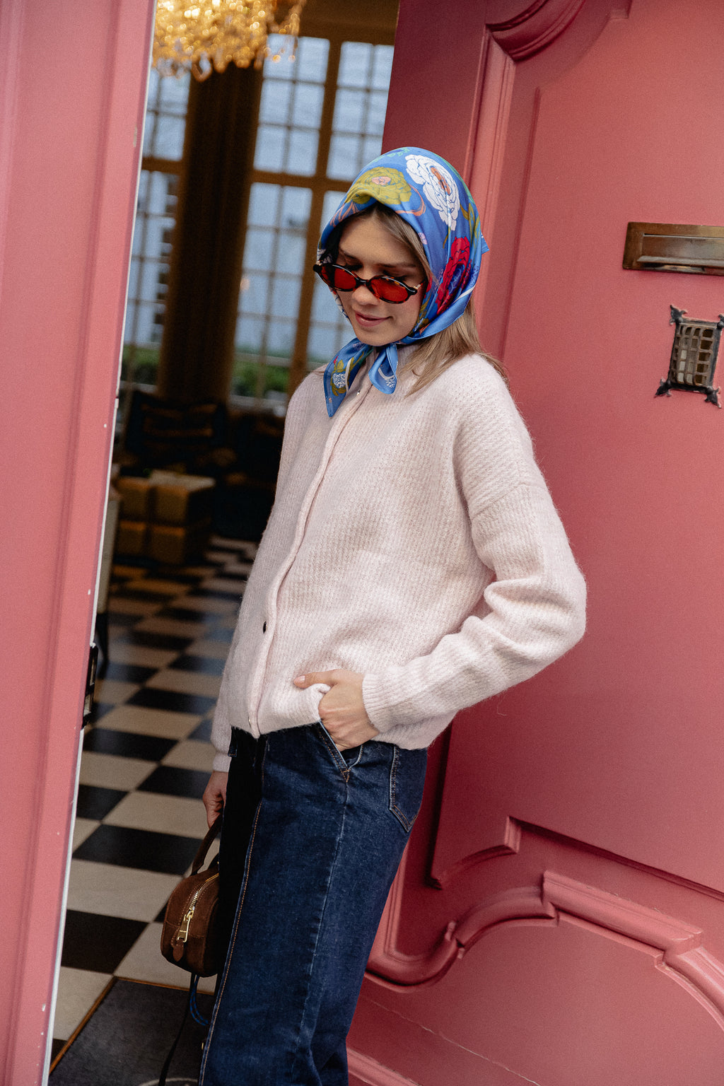 AlphaGZ korte cardigan roos/grijs melange