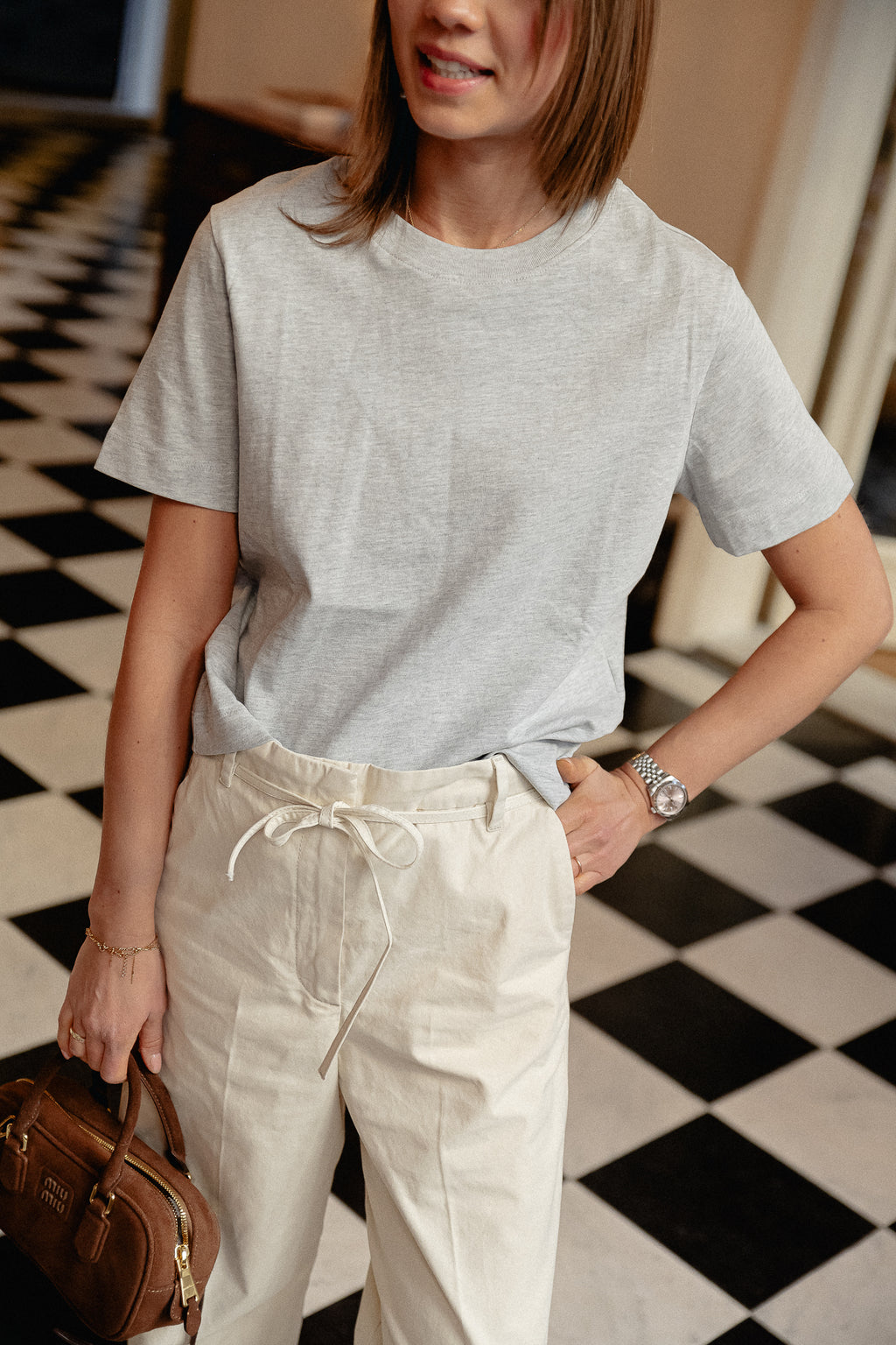 SLFEssential SS boxy tee lichtgrijs melange