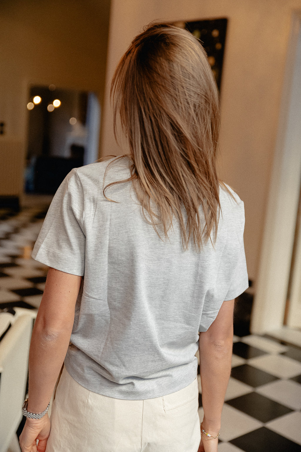 SLFEssential SS boxy tee lichtgrijs melange