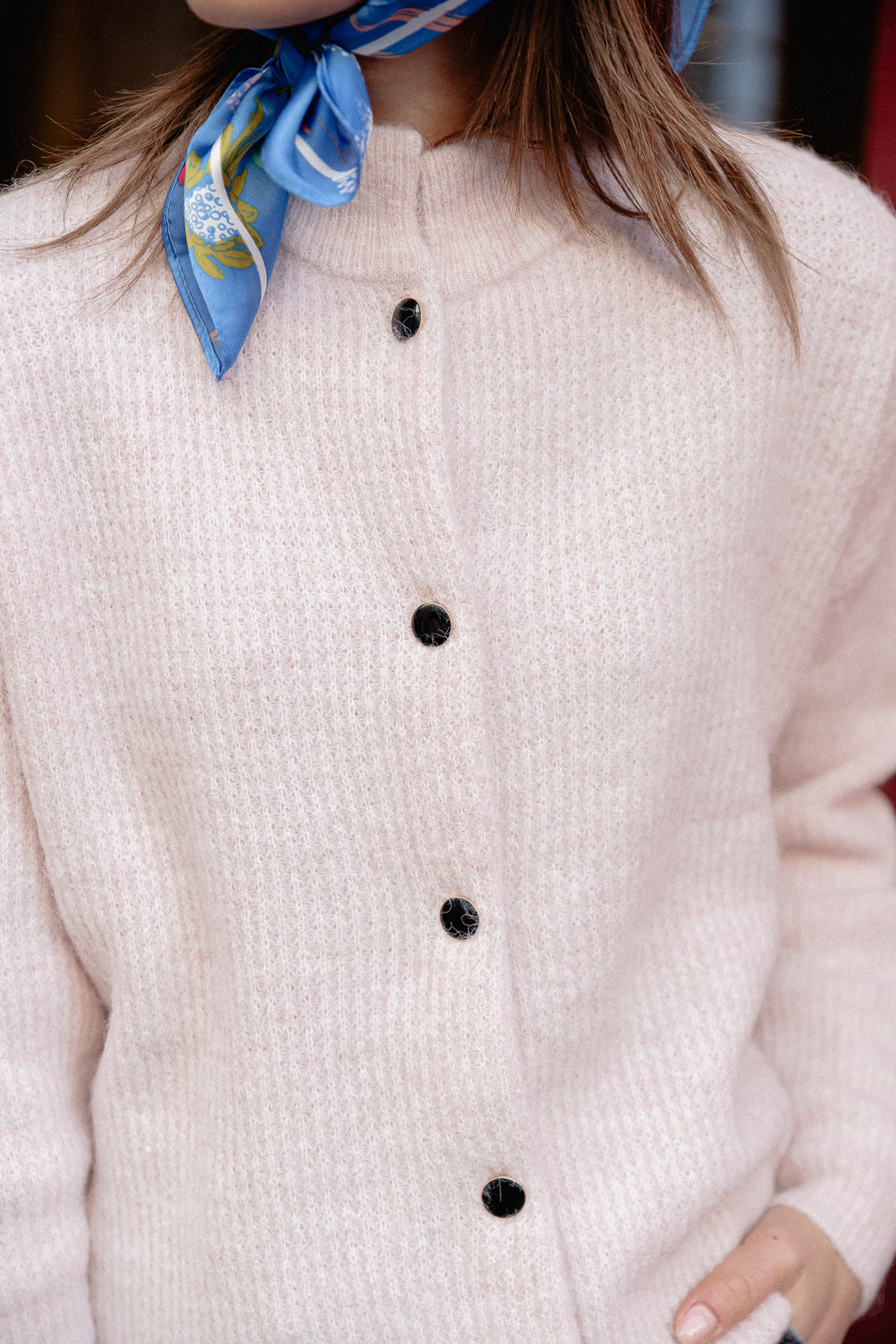 AlphaGZ korte cardigan roos/grijs melange