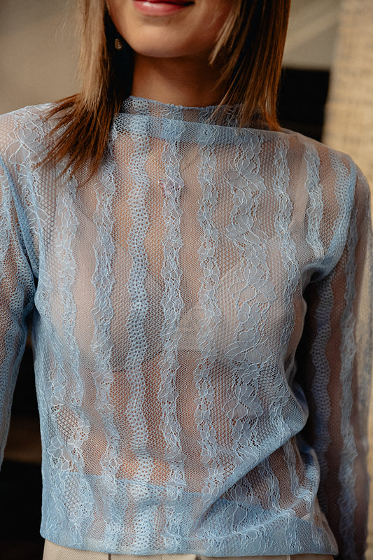 Les Jumelles Eveline lace top baby blue