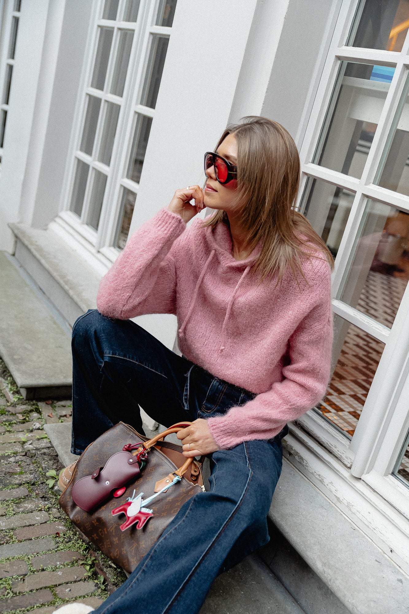 Lucie hooded jumper dusty rose