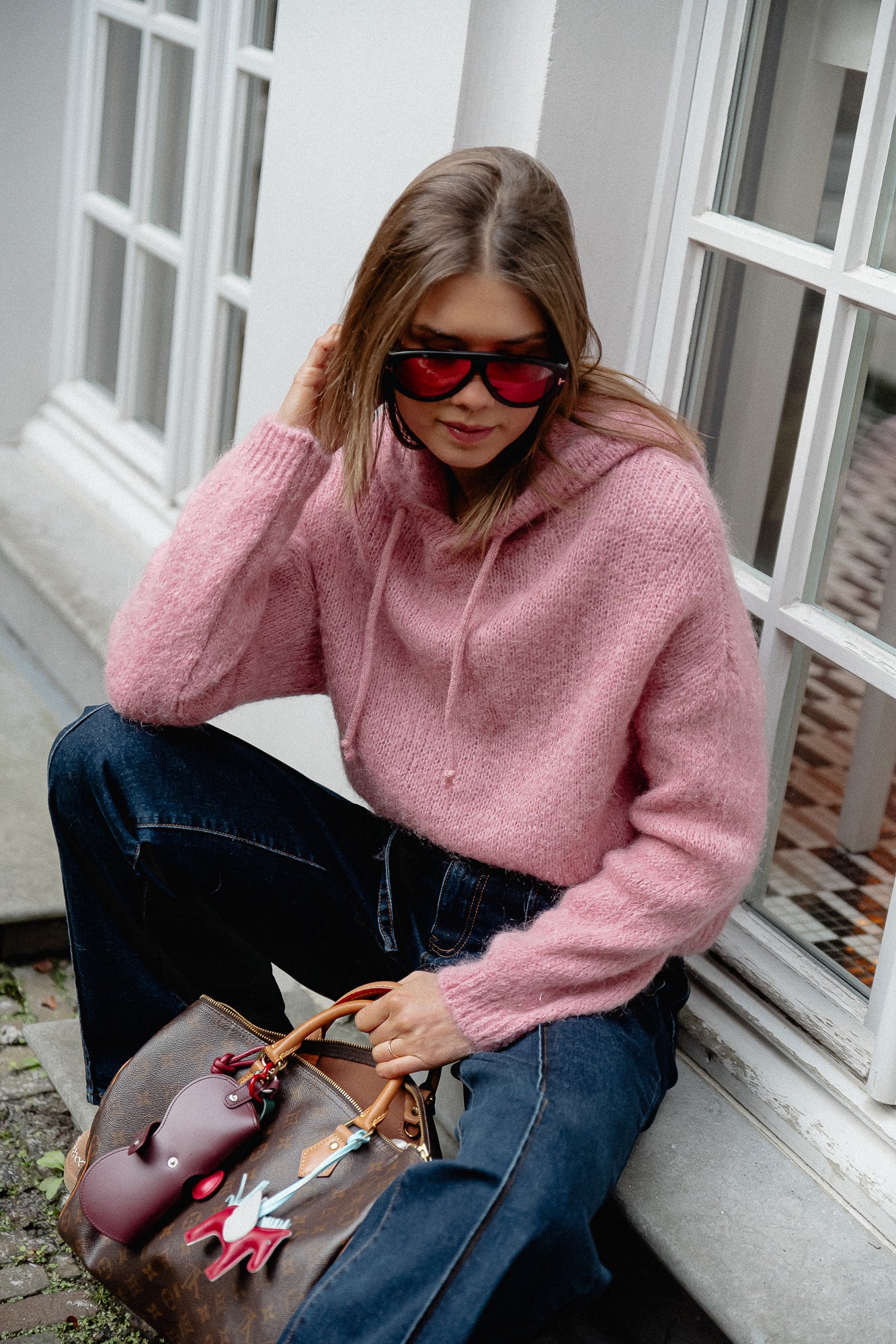 Lucie hooded jumper dusty rose