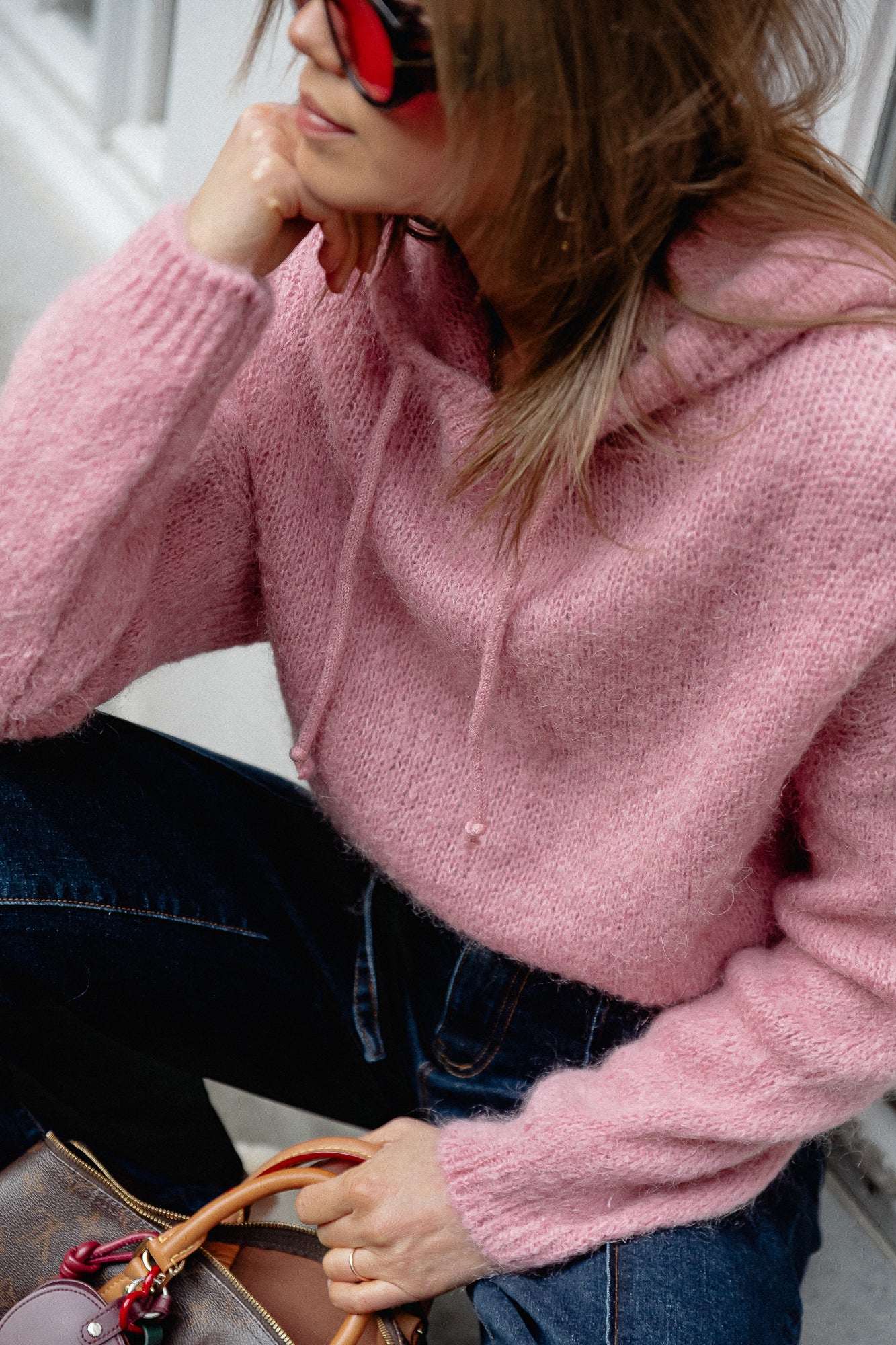 Lucie hooded jumper dusty rose