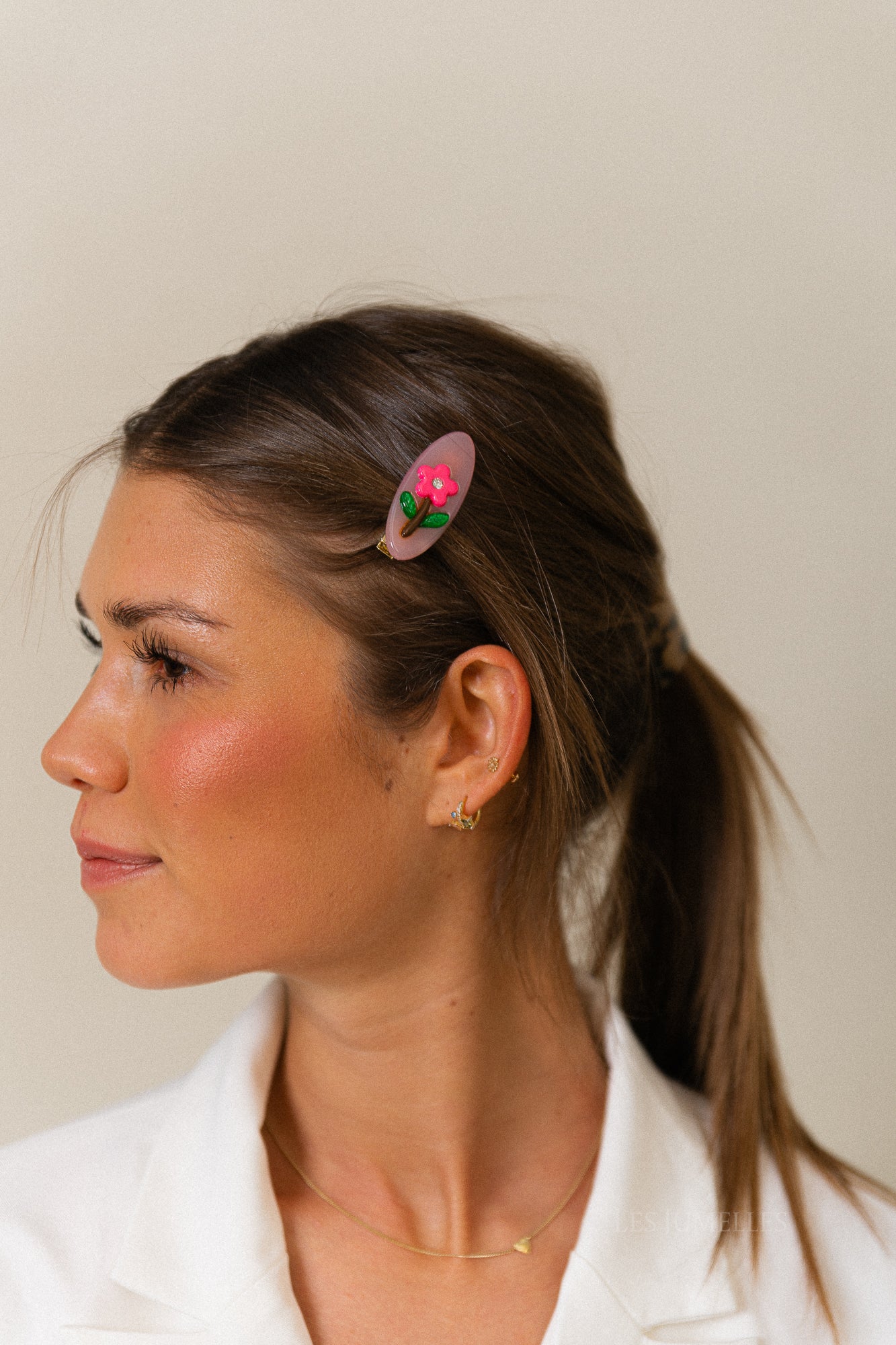 Mini bloem haarclip oudroze