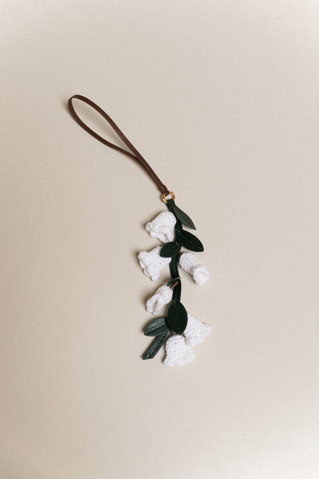 Crochet lily flower sleutelhanger wit/groen