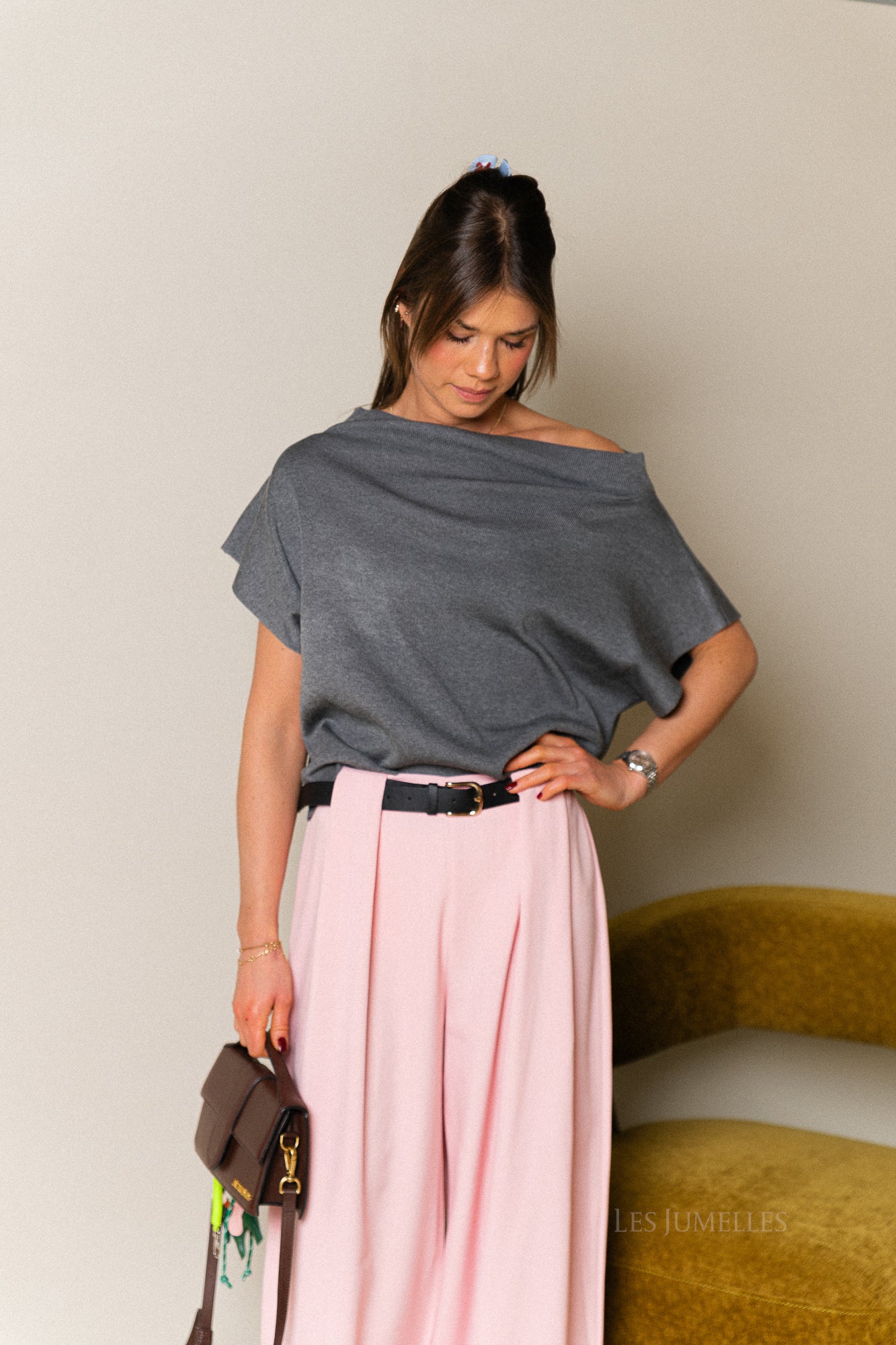 Aimee gebreide top donkergrijs