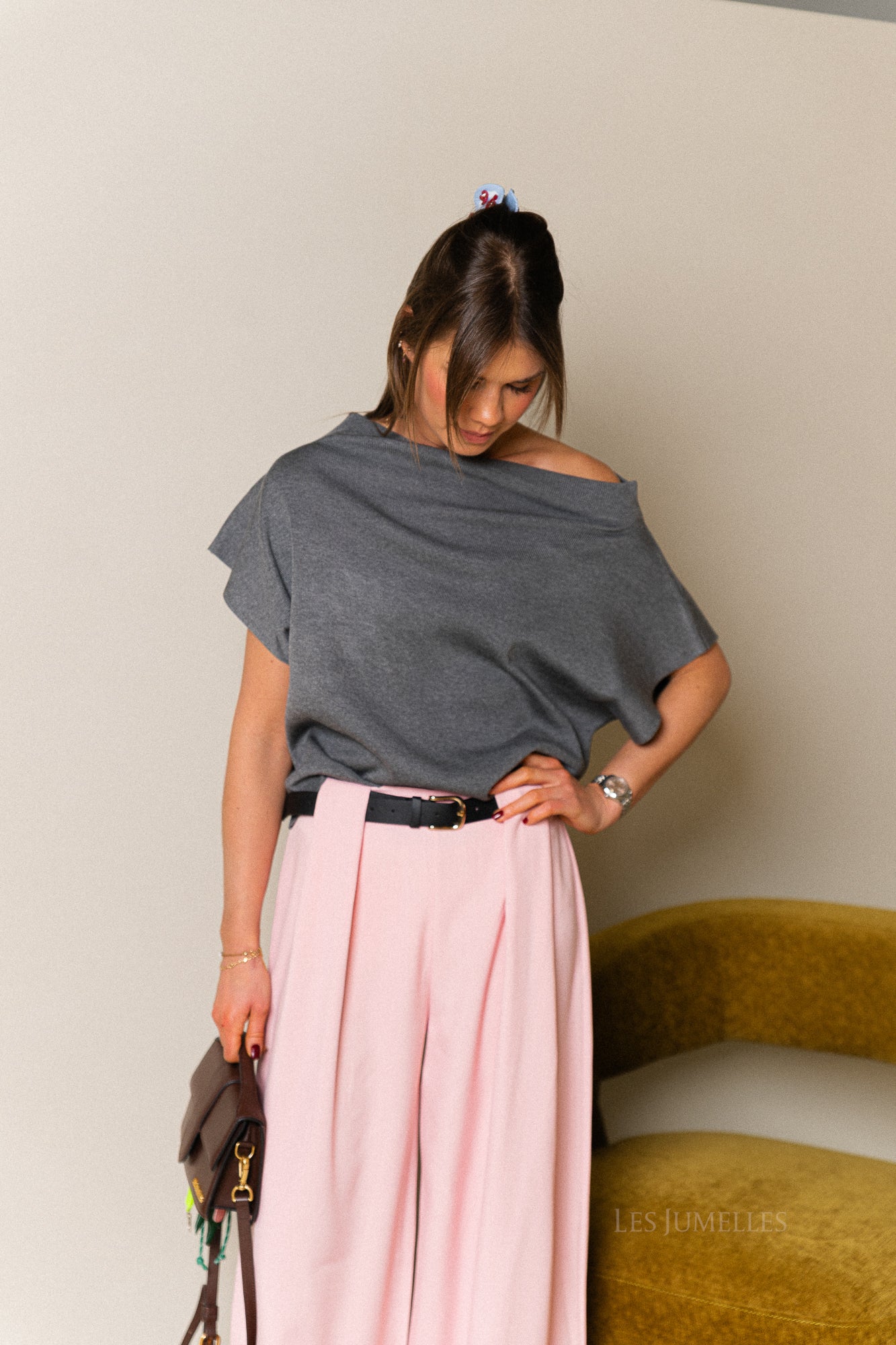 Aimee gebreide top donkergrijs