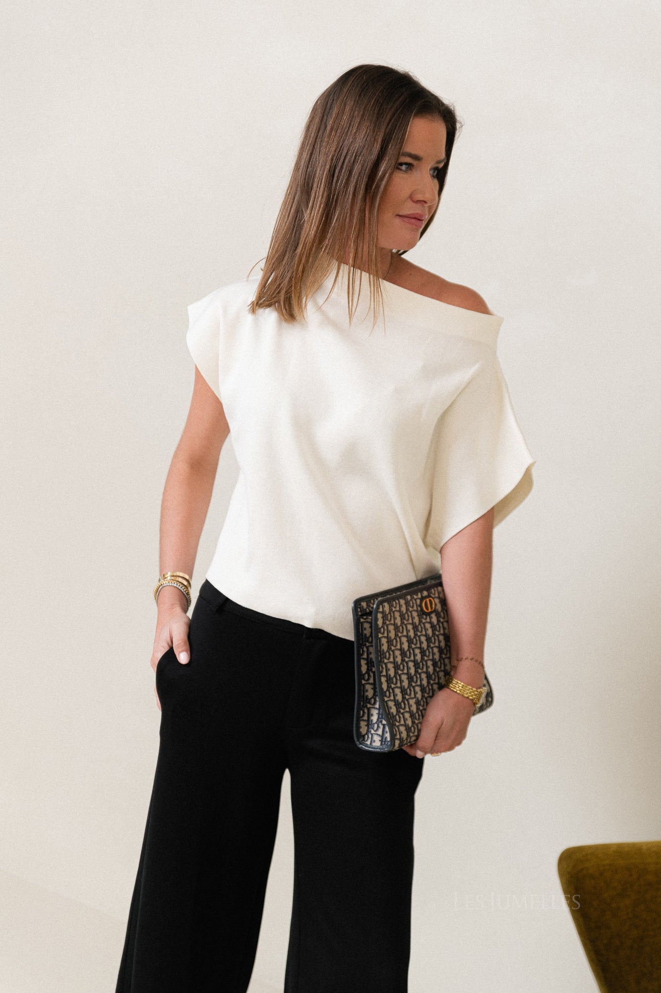 Aimee gebreide top crème