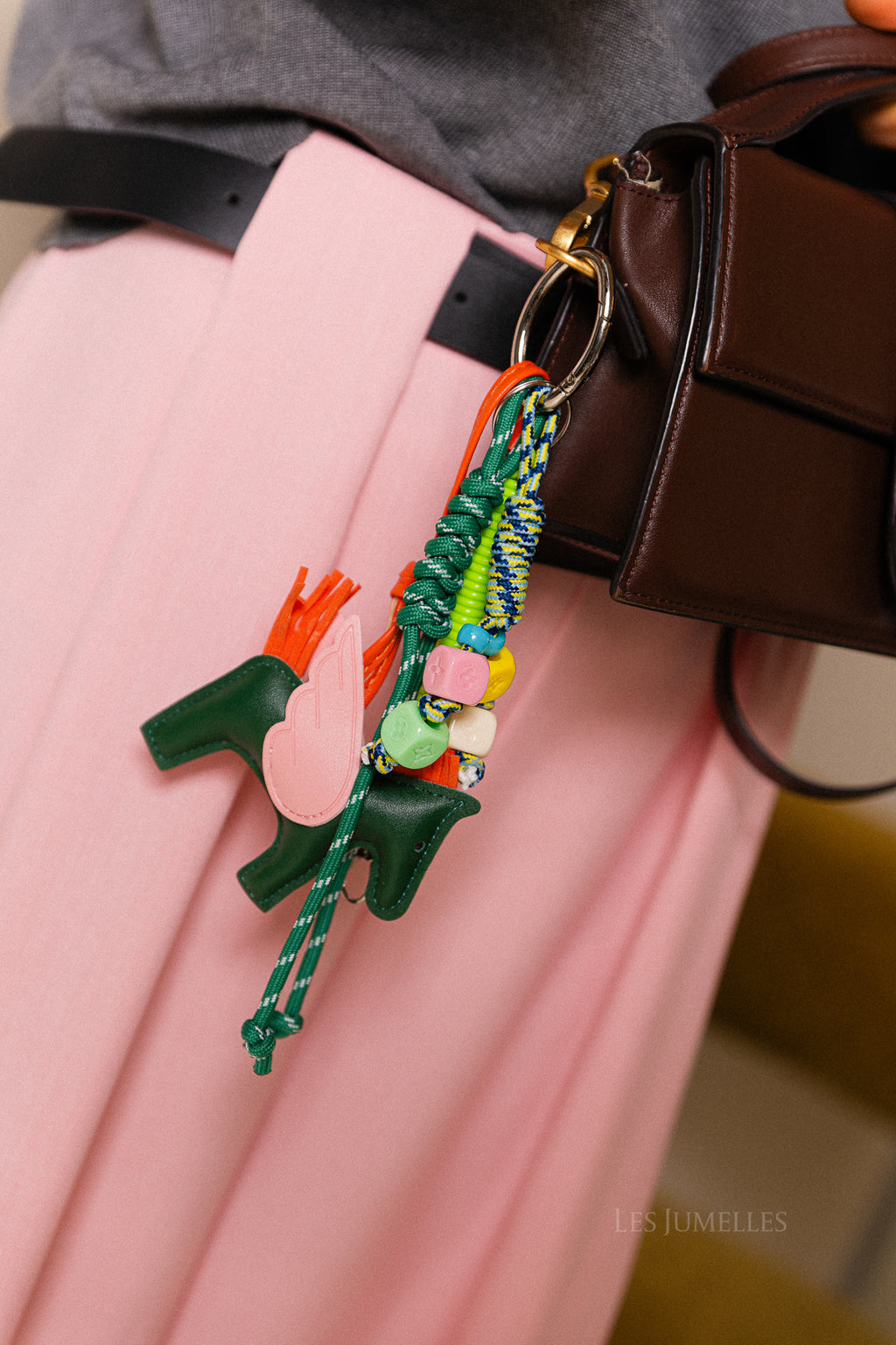 Unicorn sleutelhanger donkergroen/oranje