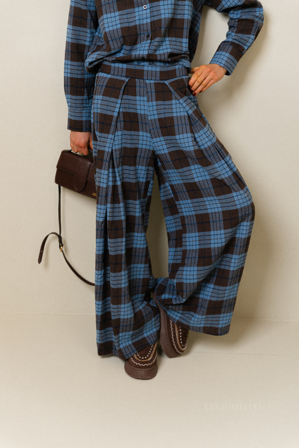 Laurence geruite broek hot chocolate/blauw