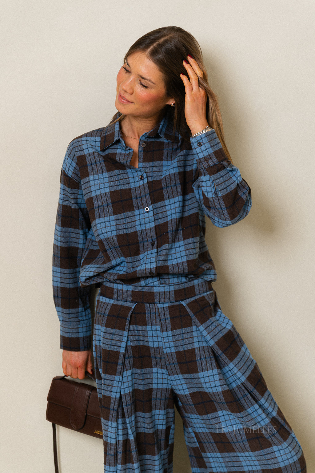 Laurence geruit overhemd hot chocolate/blauw