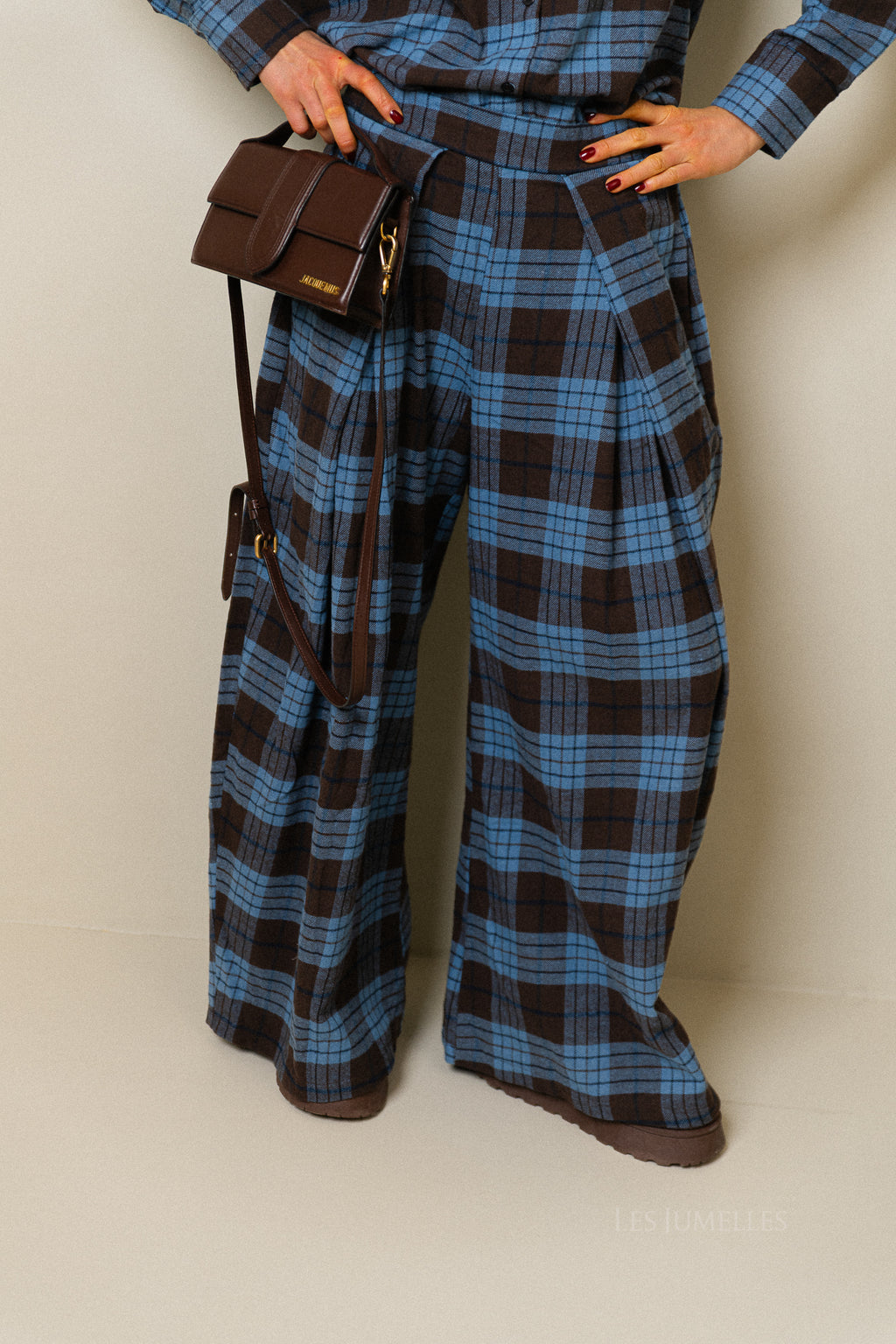 Laurence geruite broek hot chocolate/blauw