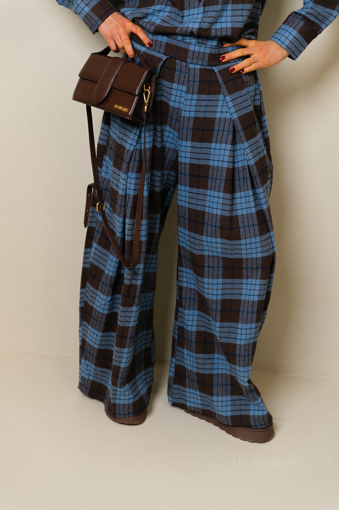 Laurence geruite broek hot chocolate/blauw