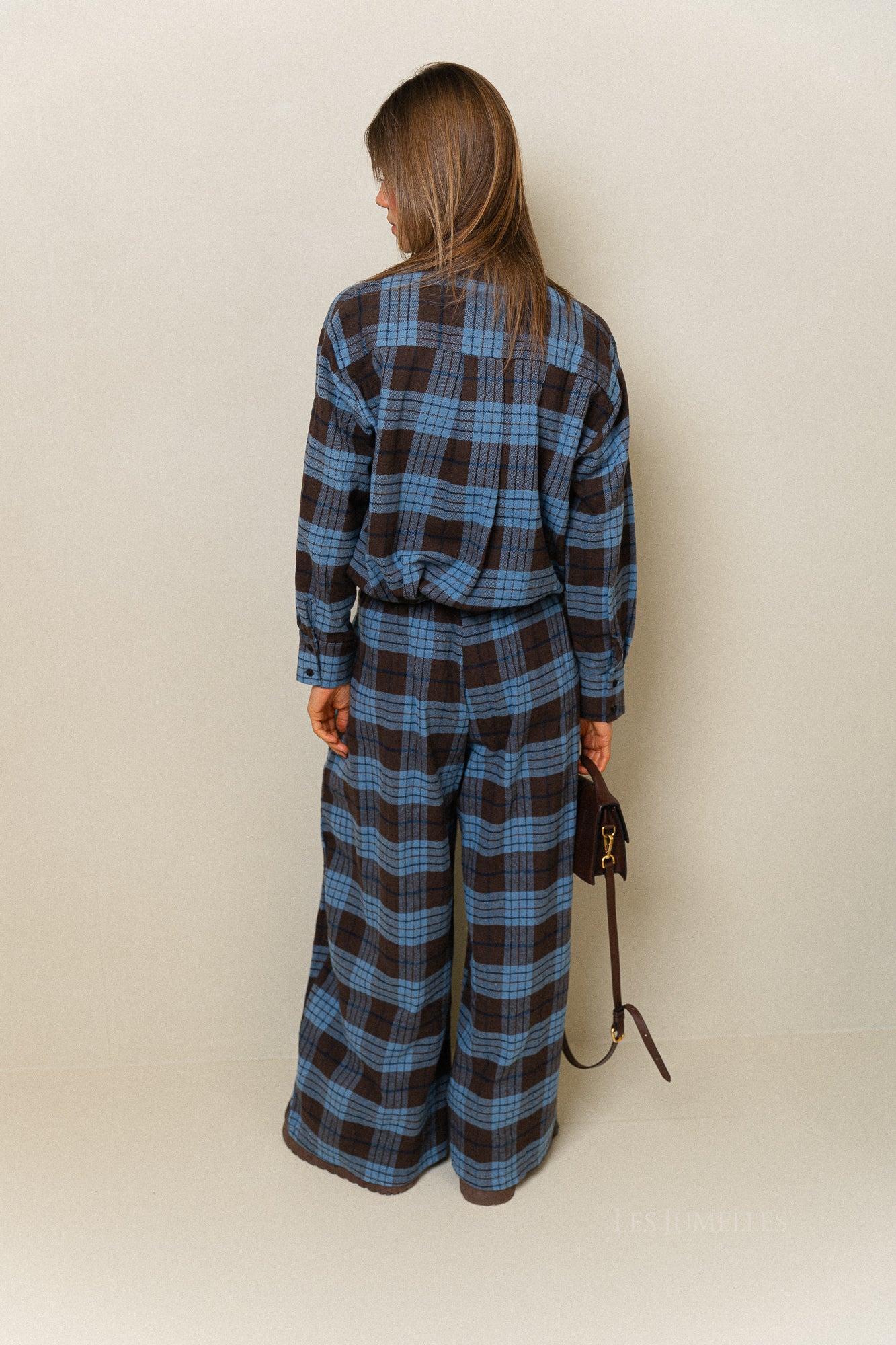 Laurence geruit overhemd hot chocolate/blauw