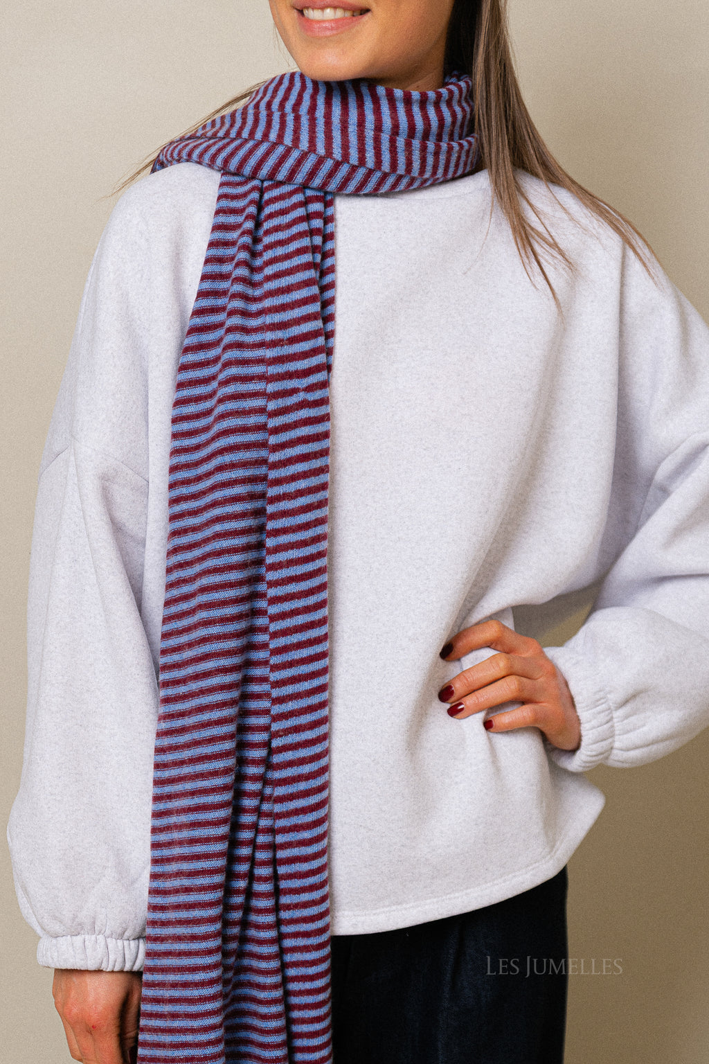 Florence striped scarf blue/burgundy