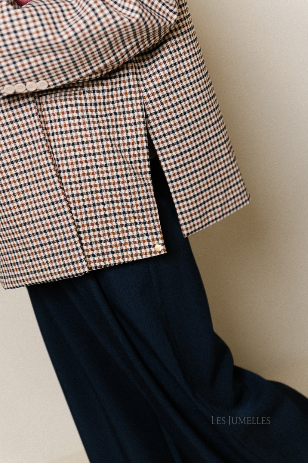 Chloe oversized blazer plaid brown