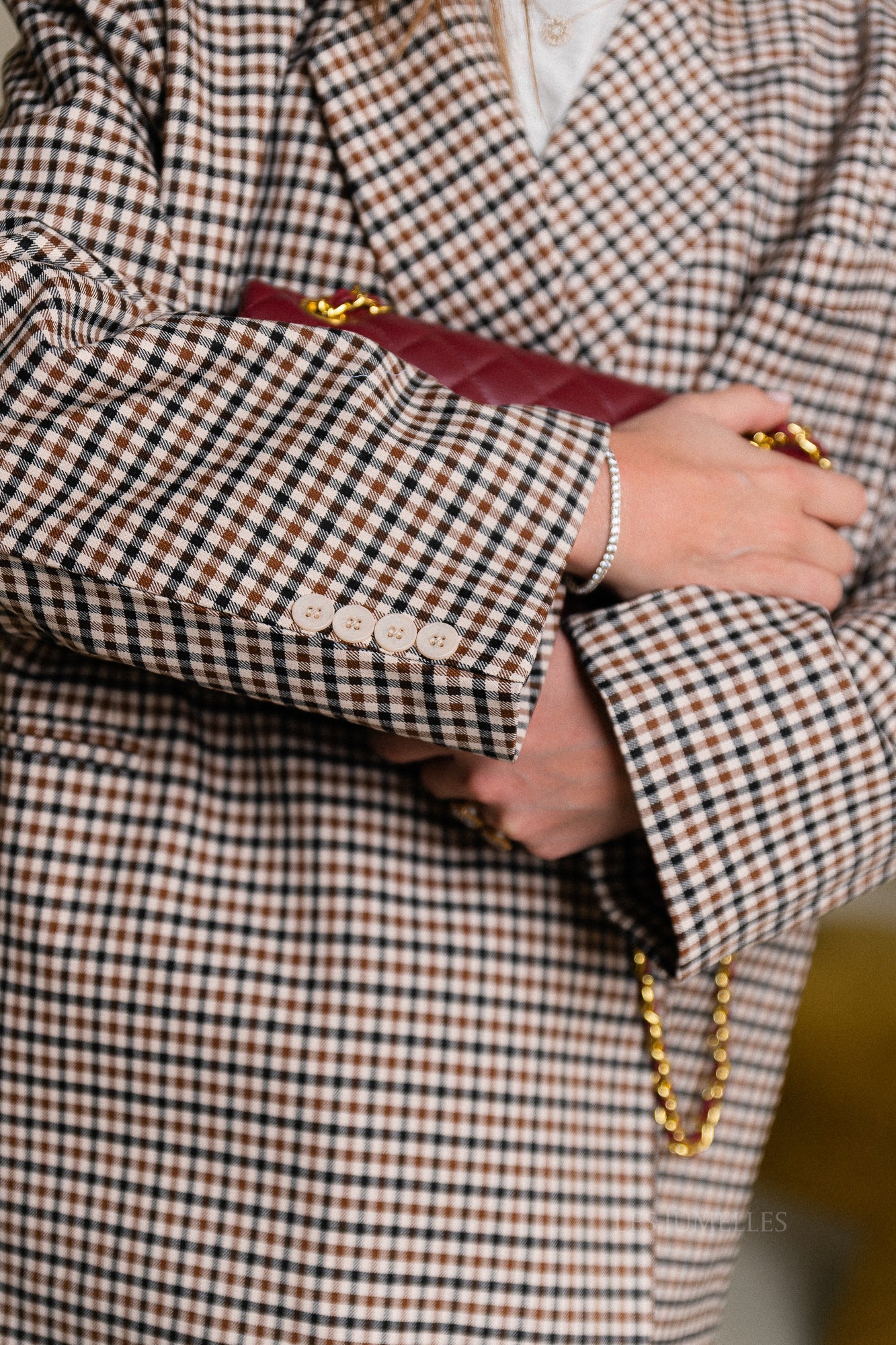 Chloe oversized blazer plaid brown