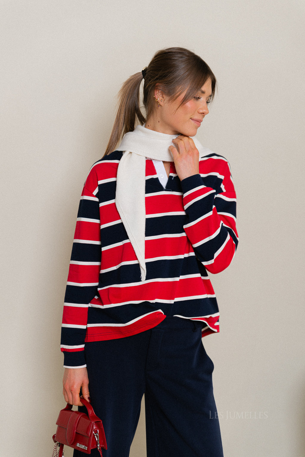 Juhla triangle scarf ecru