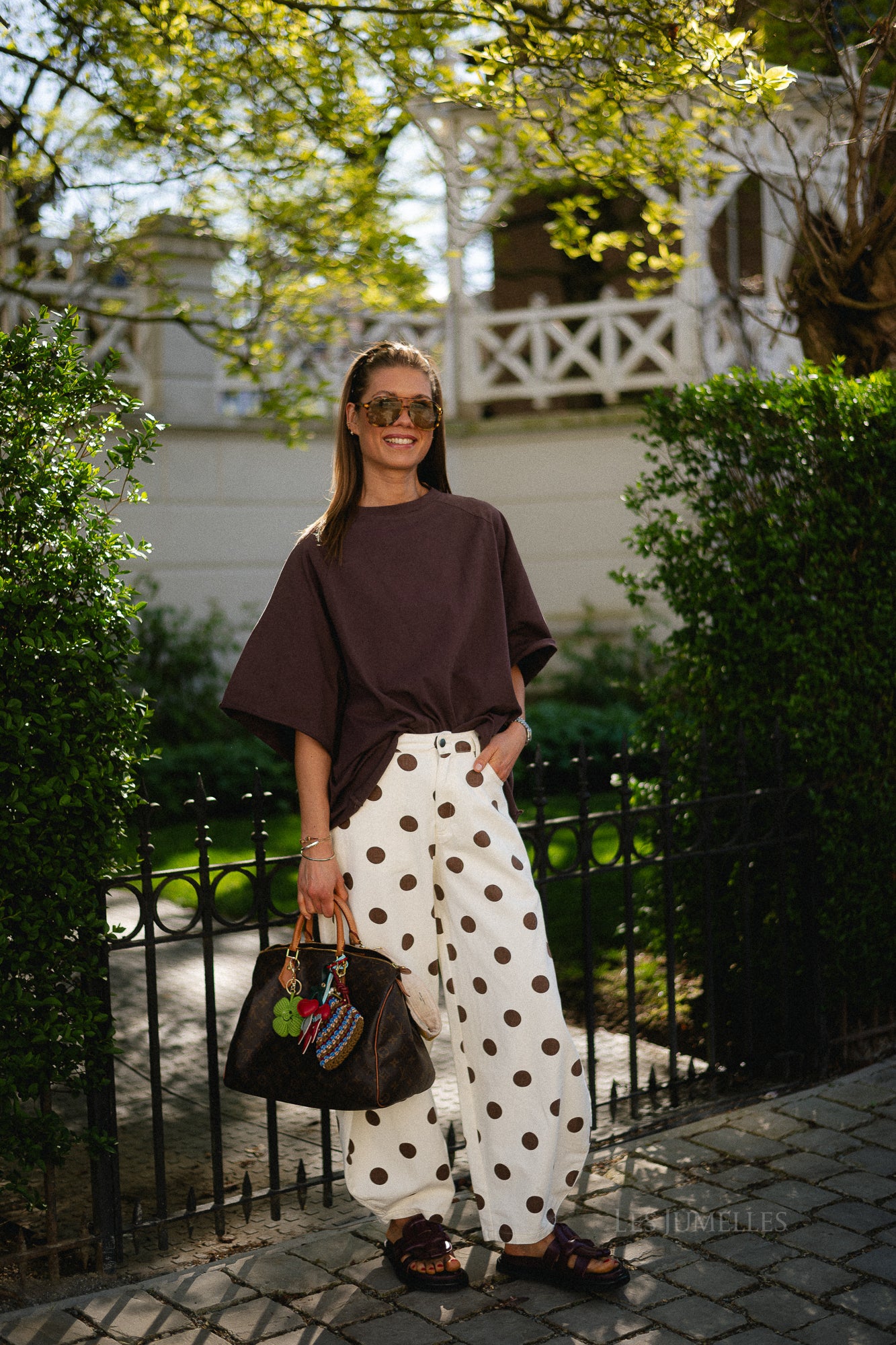 Hazel balloon relaxed fit polkadot jeans ecru