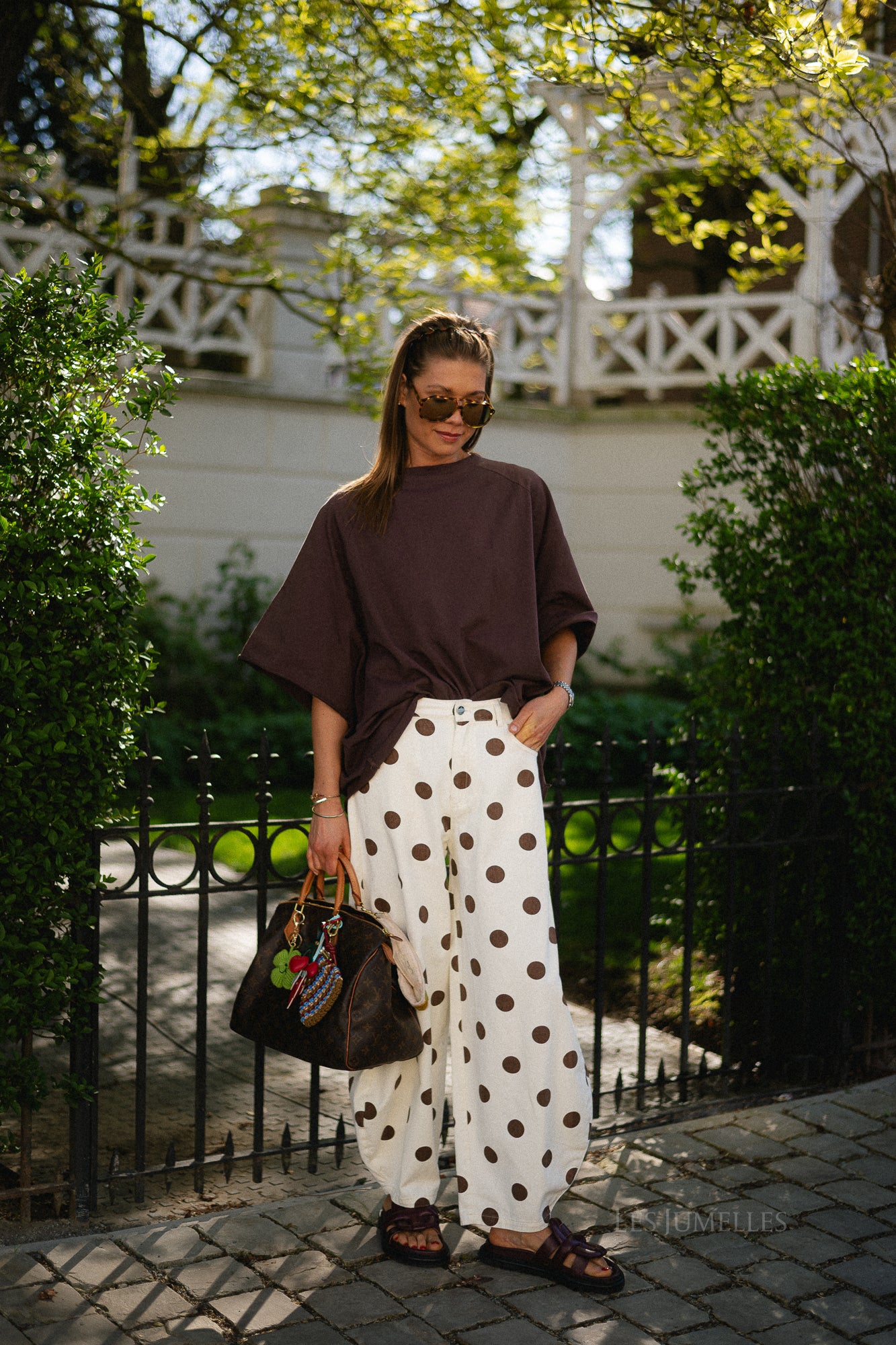 Hazel balloon relaxed fit polkadot jeans ecru