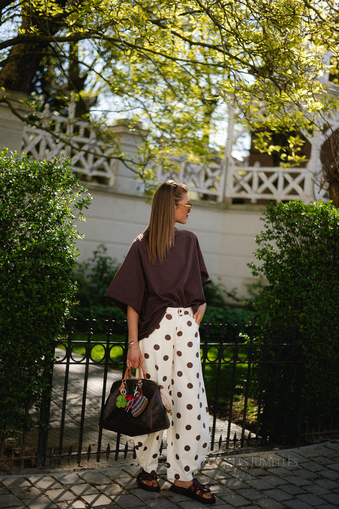 Hazel balloon relaxed fit polkadot jeans ecru