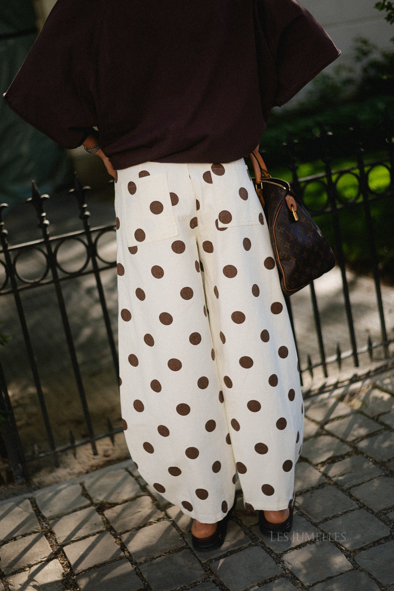 Hazel balloon relaxed fit polkadot jeans ecru