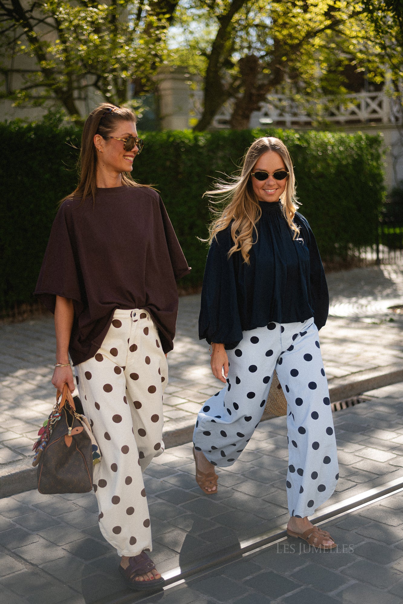 Hazel balloon relaxed fit polkadot jeans blue