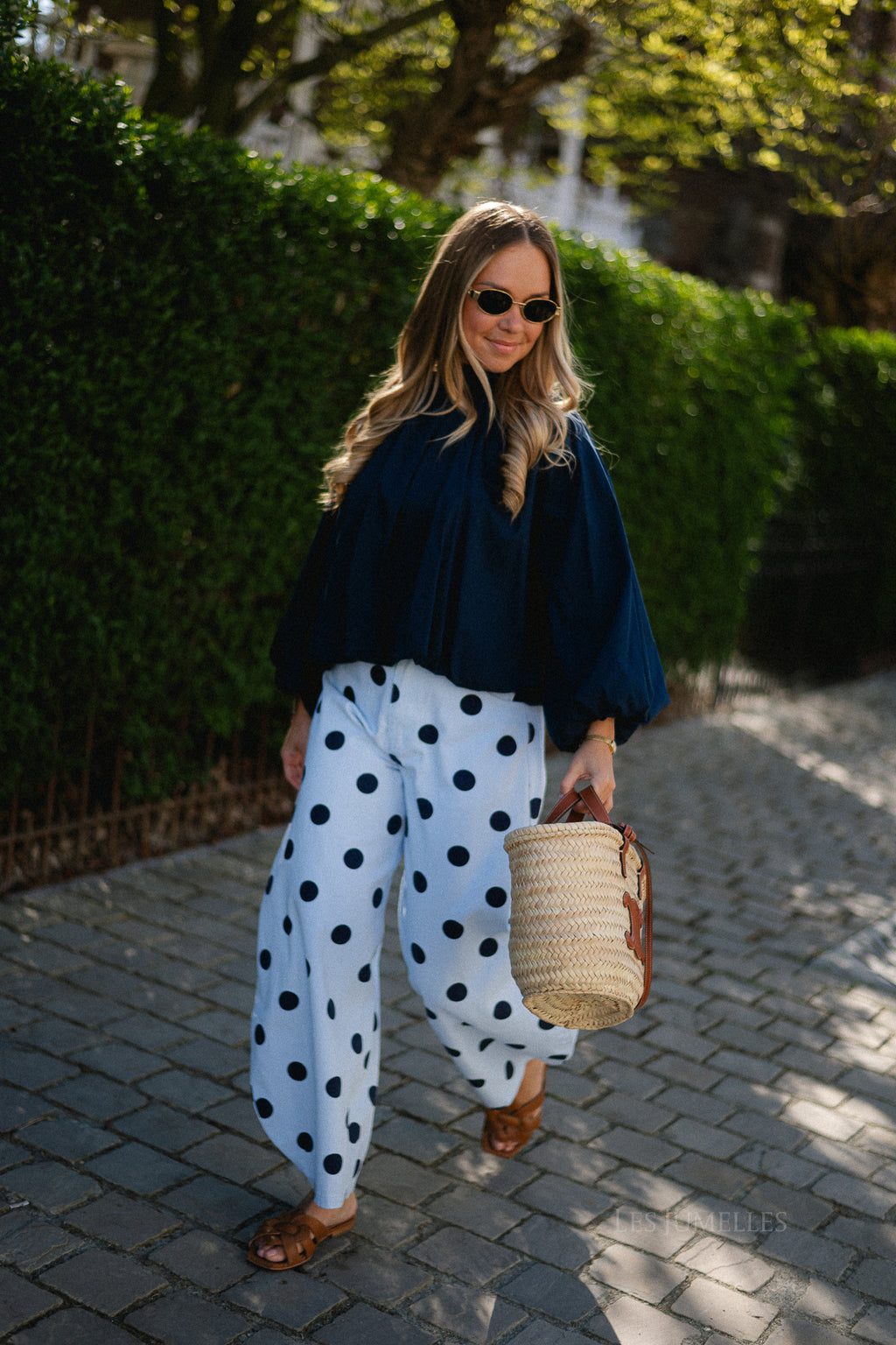 Michelle open back blouse navy