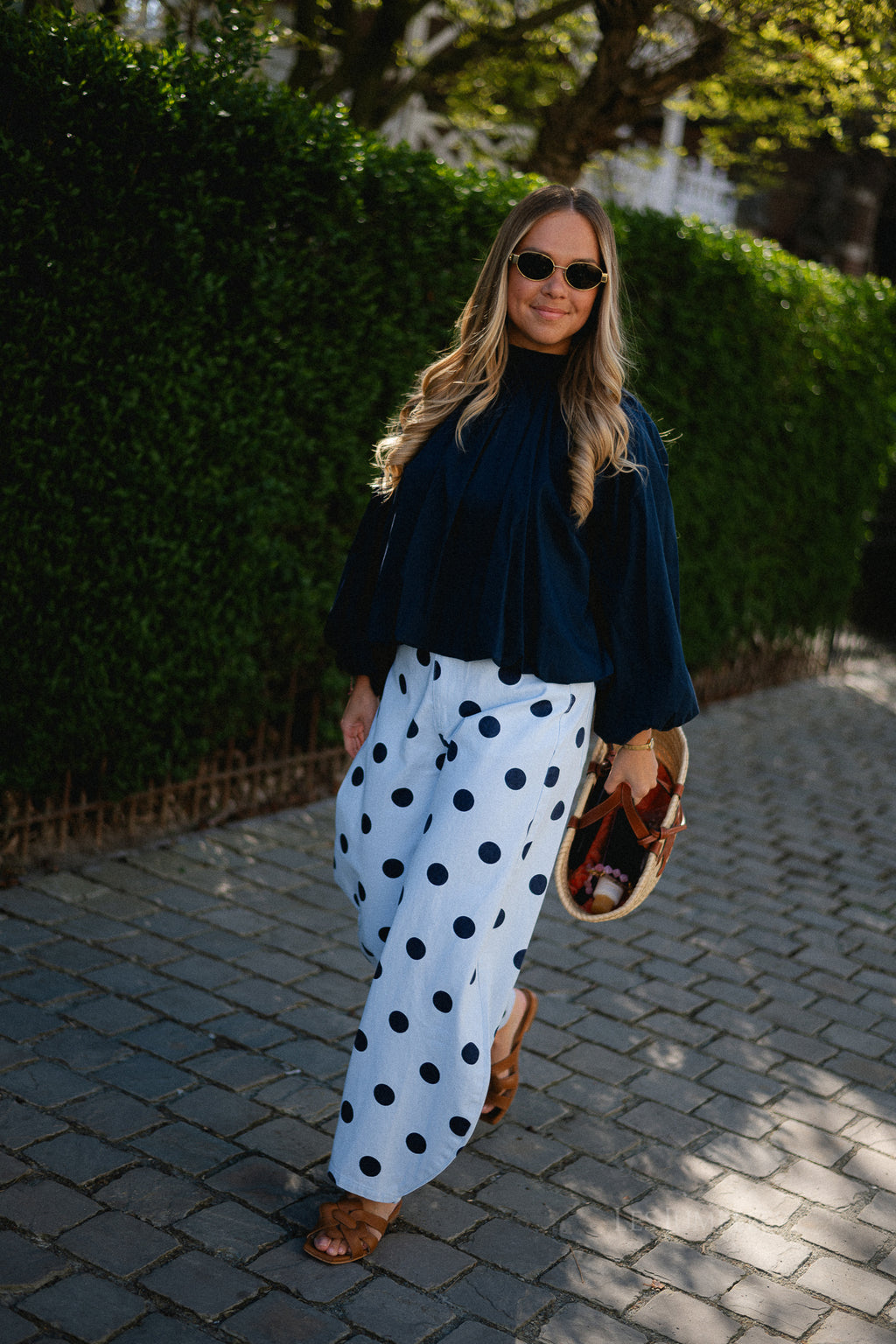 Michelle open back blouse navy