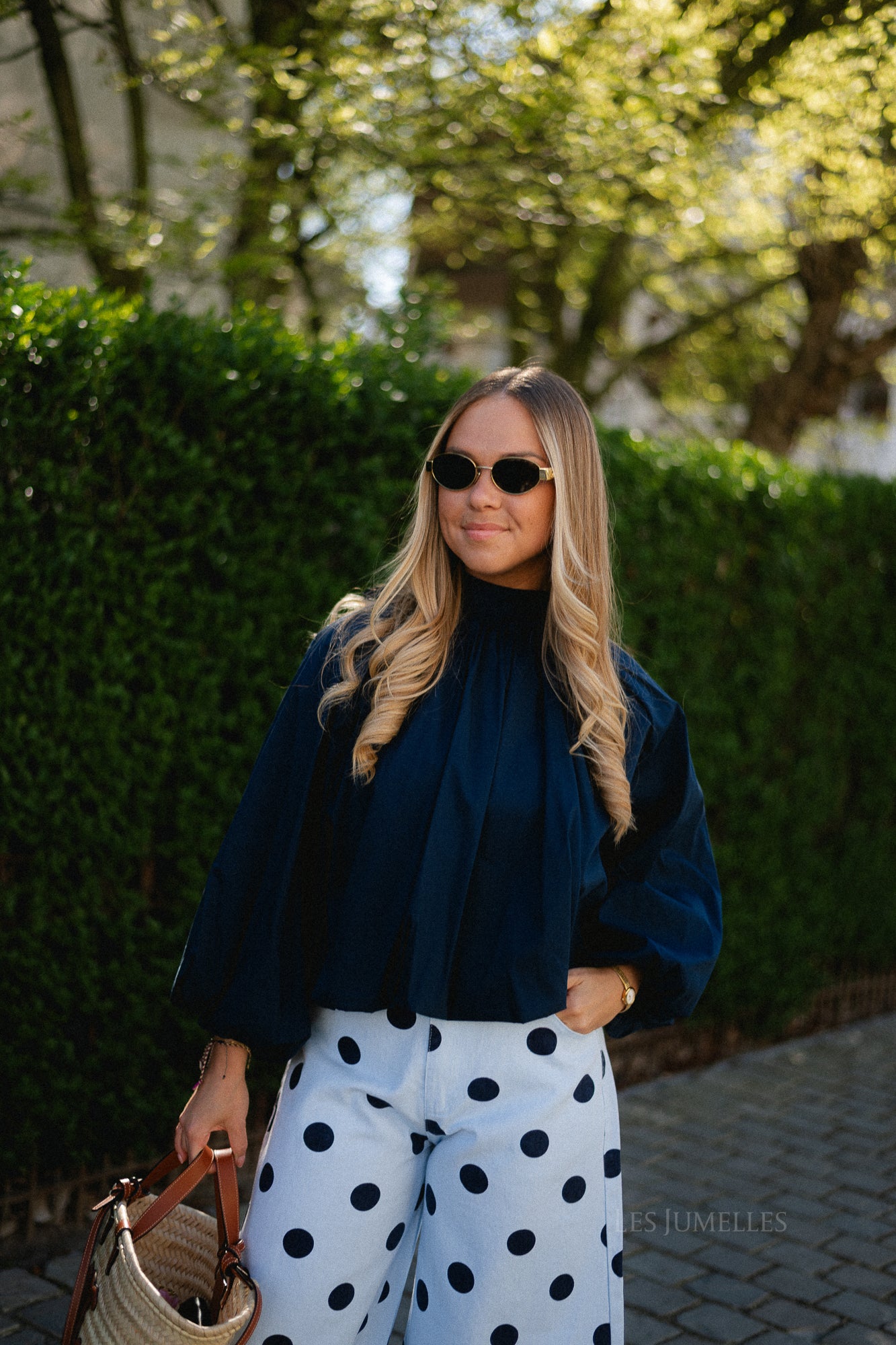 Michelle open back blouse navy