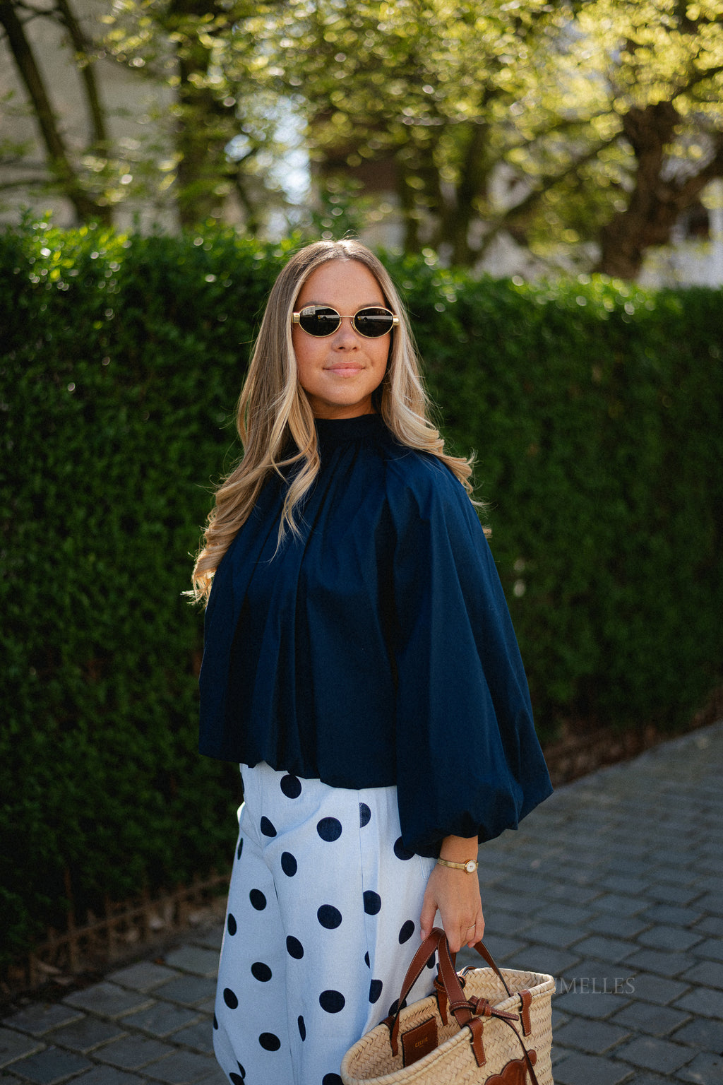 Michelle open back blouse navy