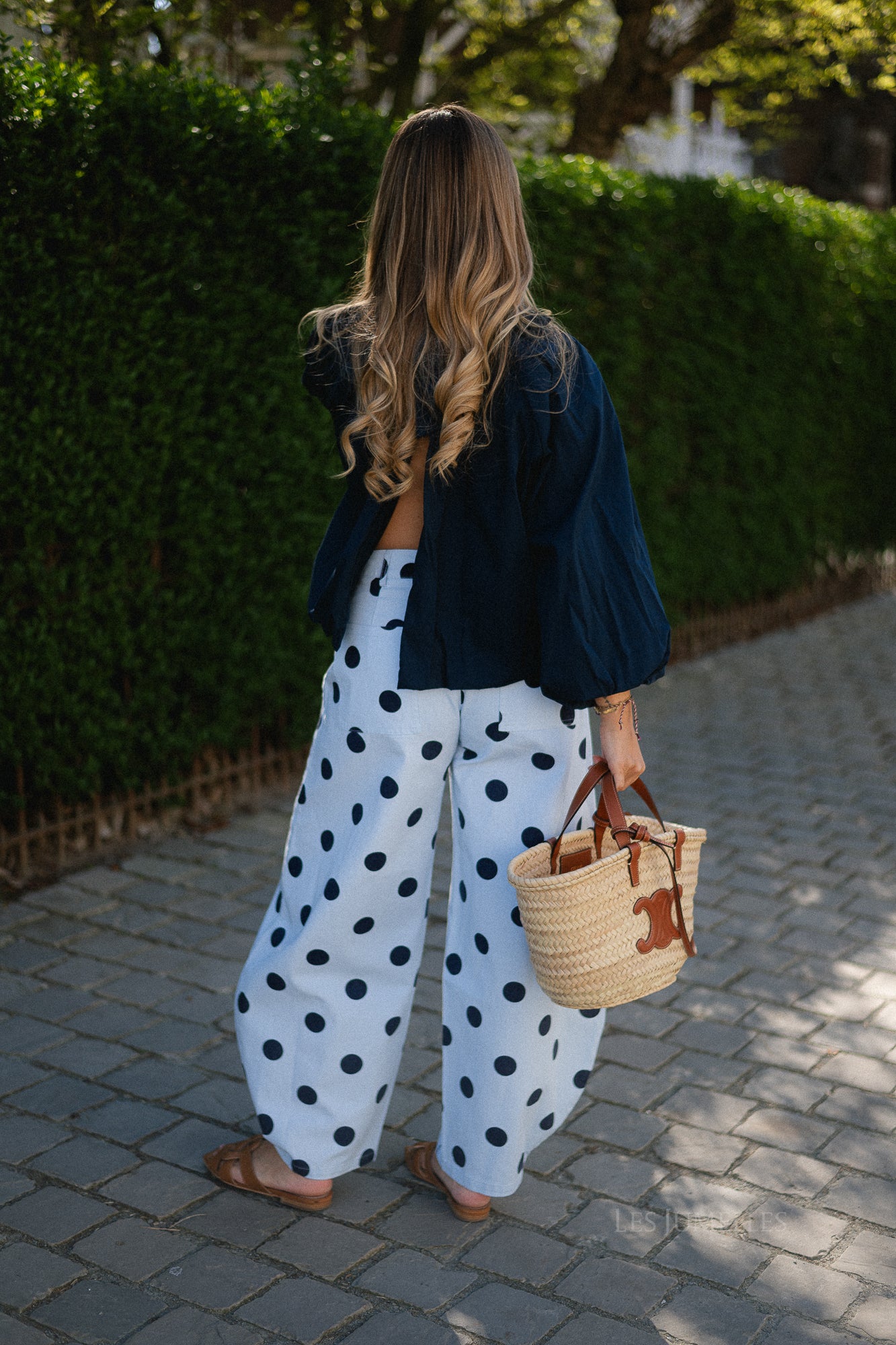 Michelle open back blouse navy