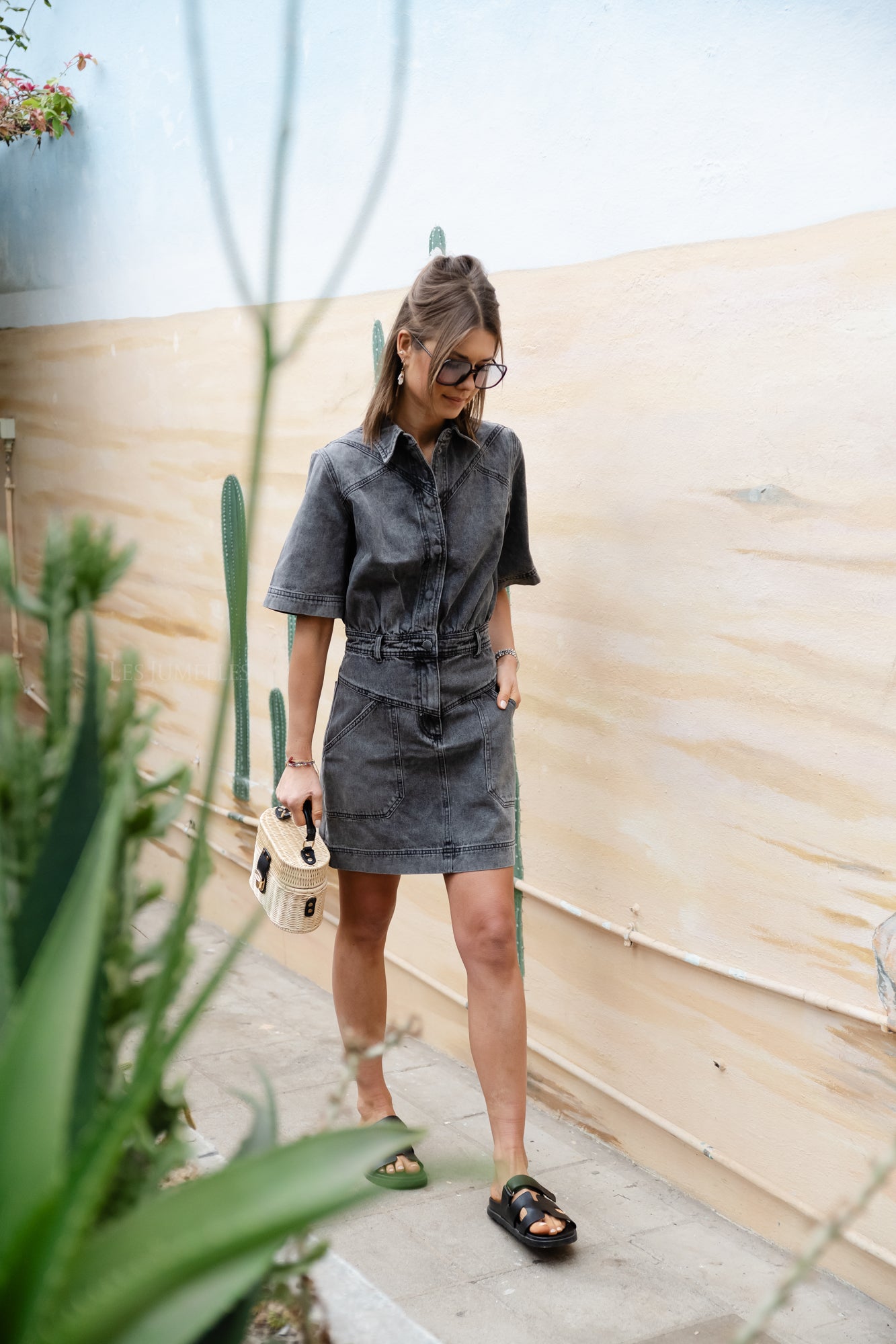 VIMora 2/4 short denim dress grey denim