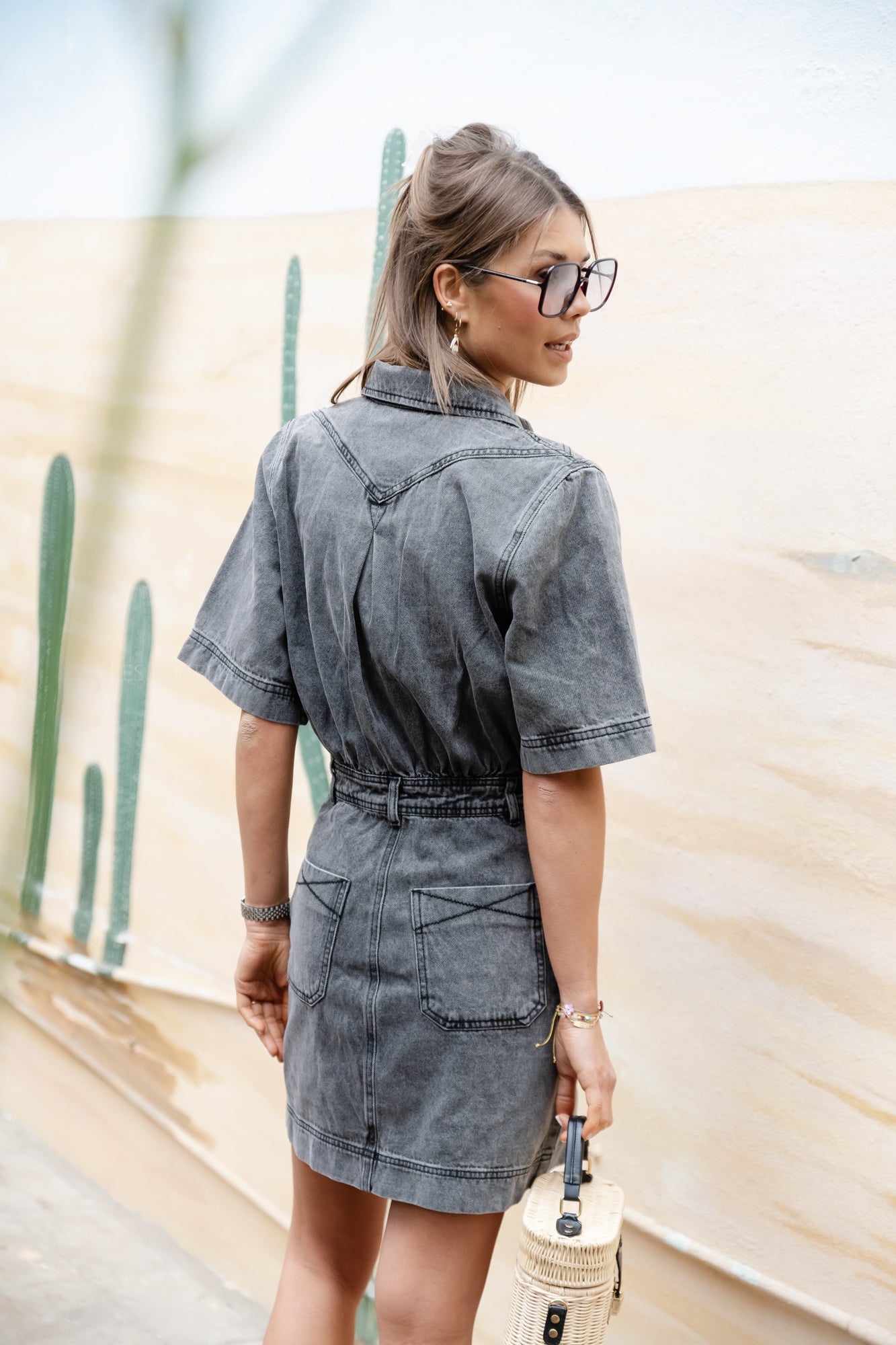 VIMora 2/4 short denim dress grey denim