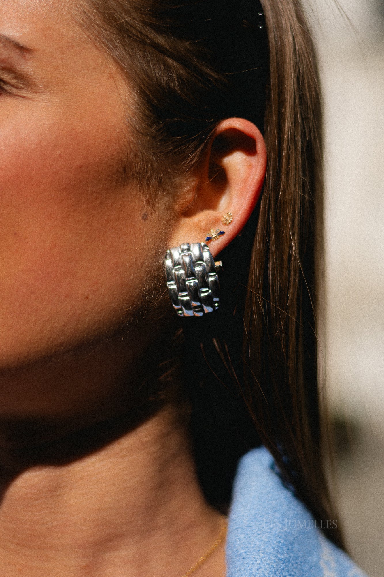 Bold woven statement earrings silver