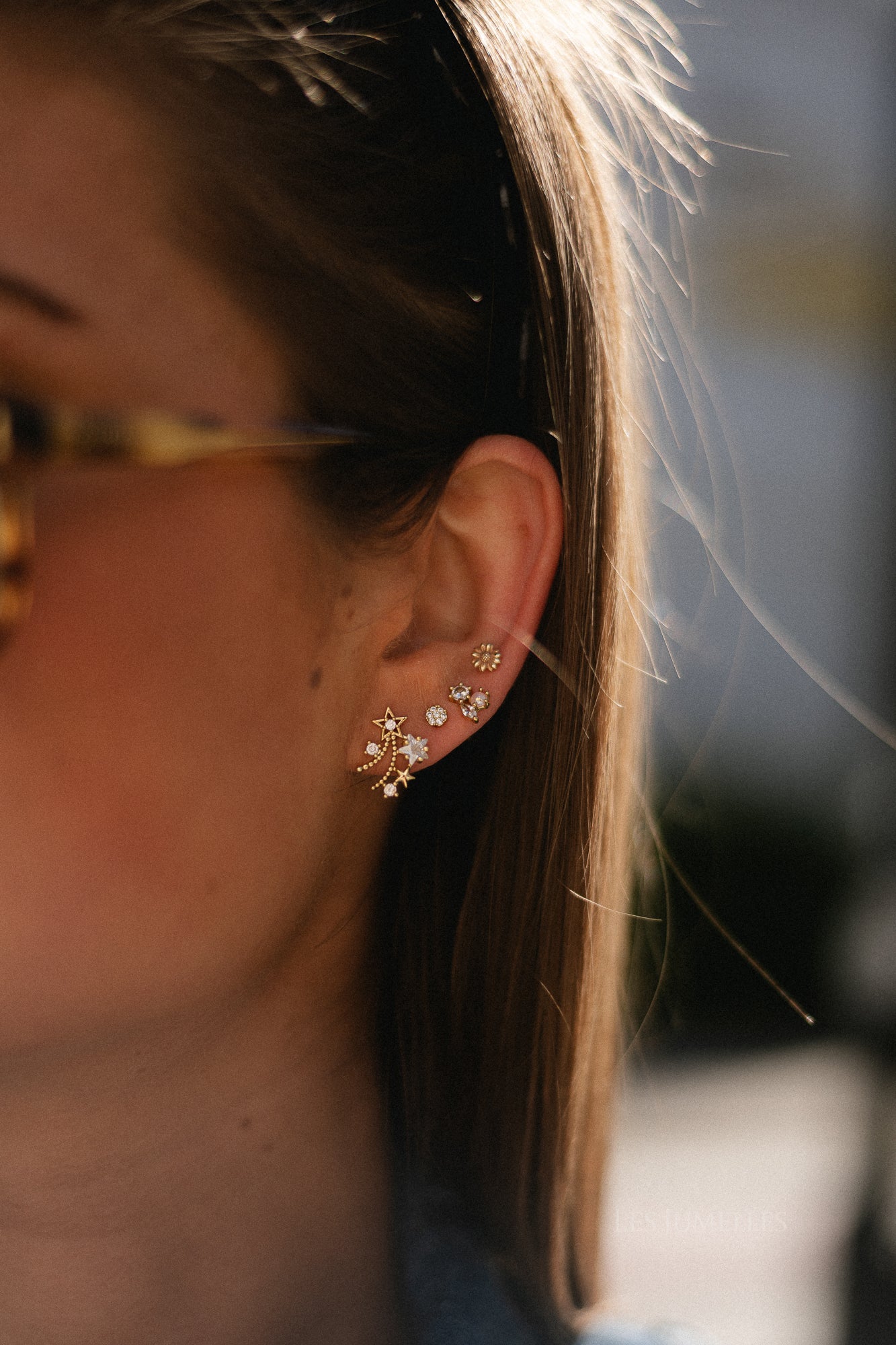 Celestial star & chain earring set