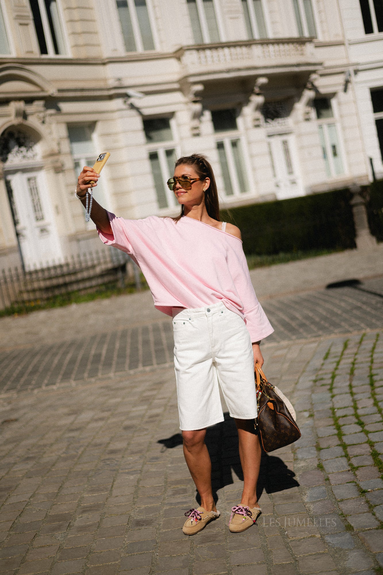 Addison denim shorts white