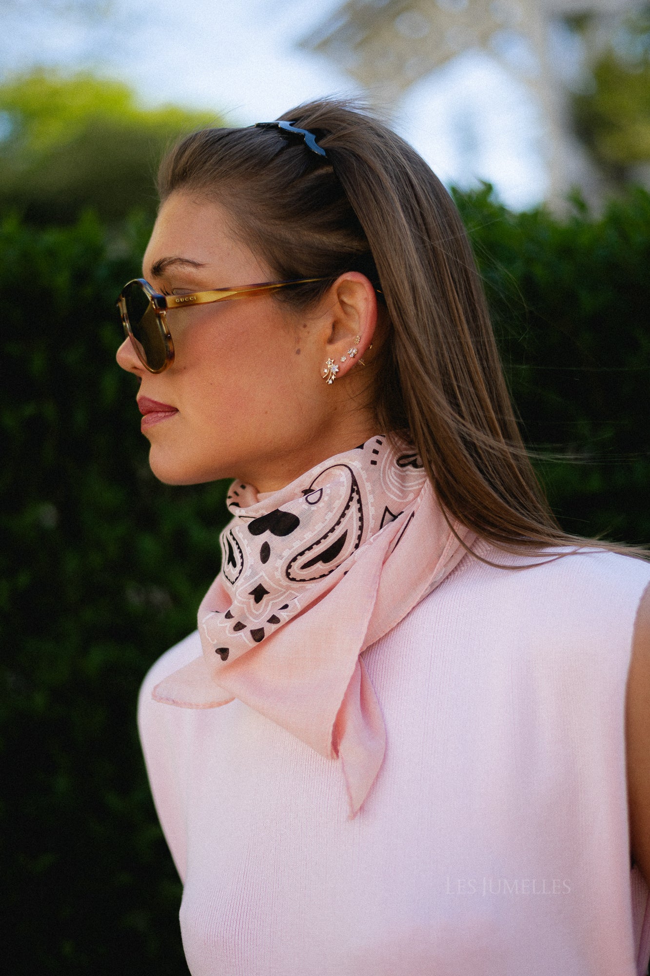 Bandana print scarf blush pink