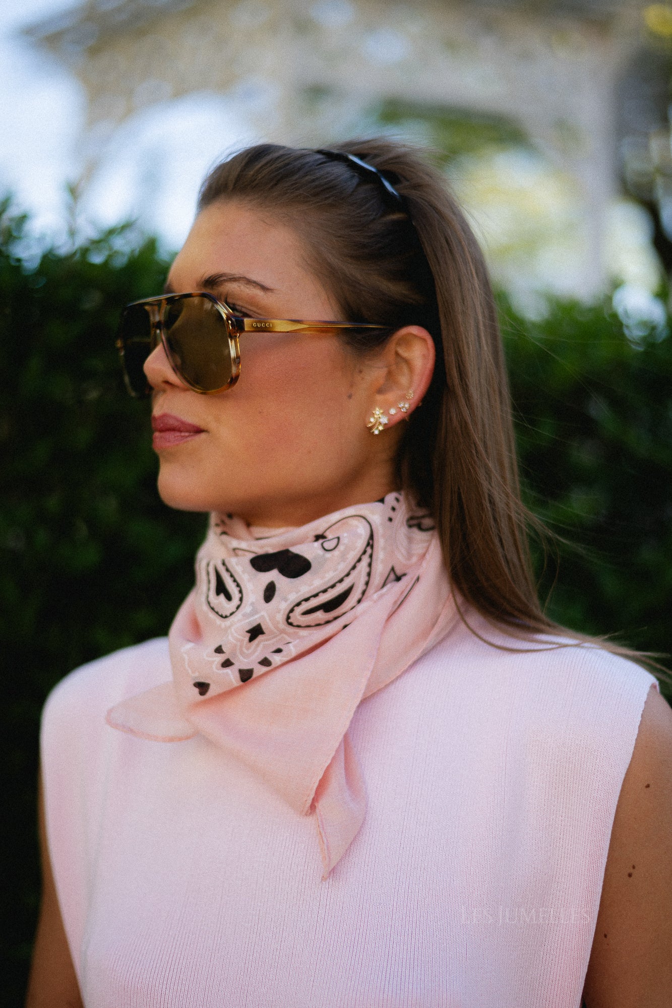 Bandana print scarf blush pink