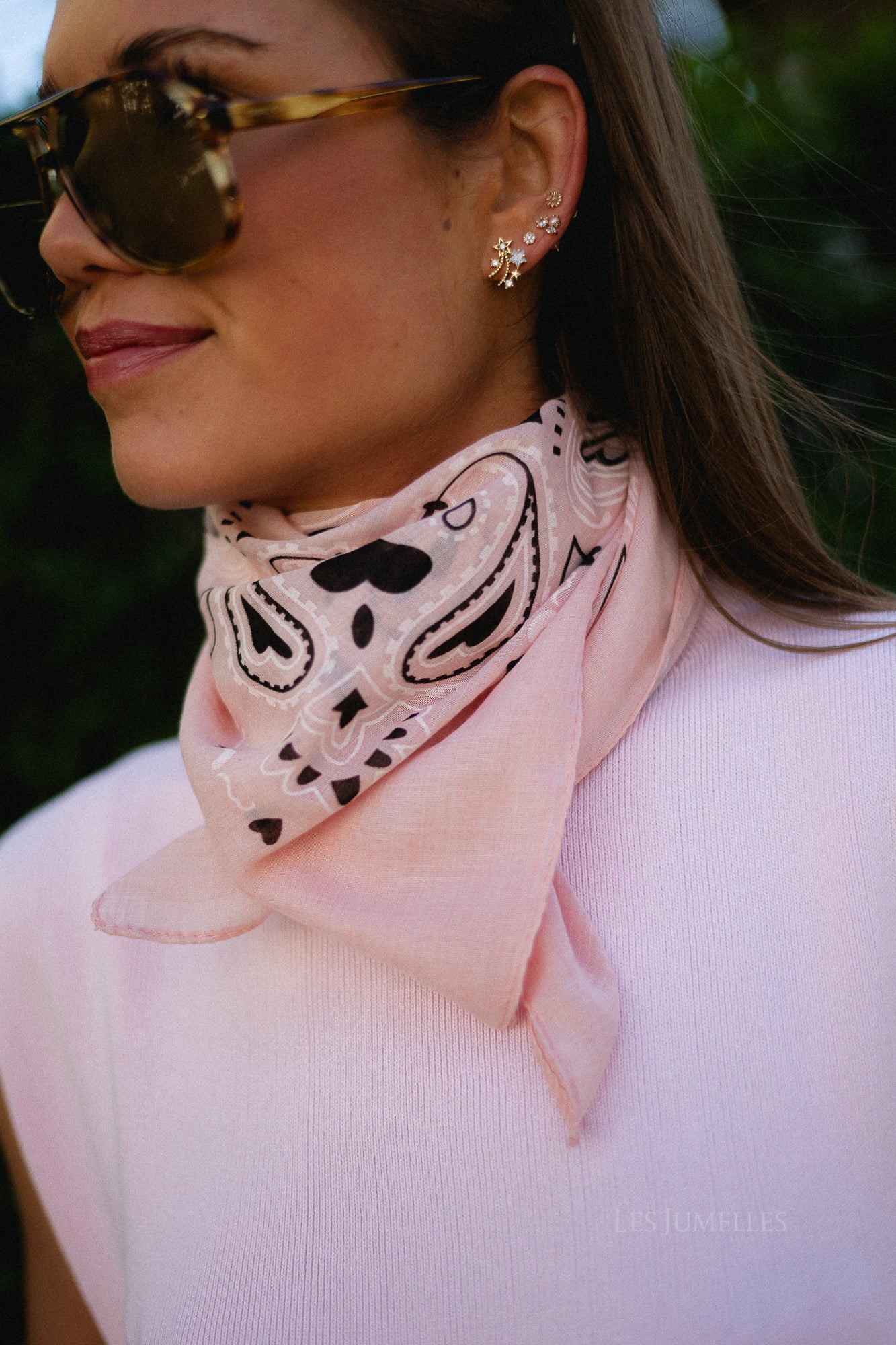 Bandana print scarf blush pink