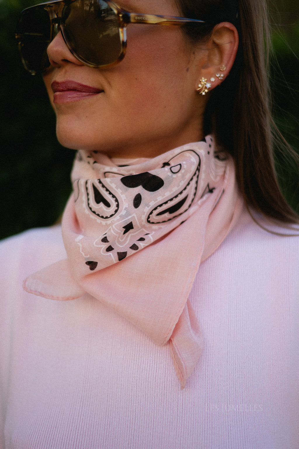 Bandana print scarf blush pink