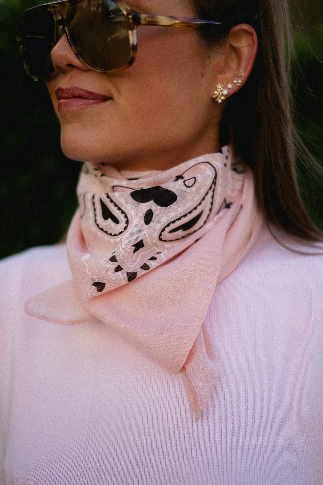 Bandana print scarf blush pink